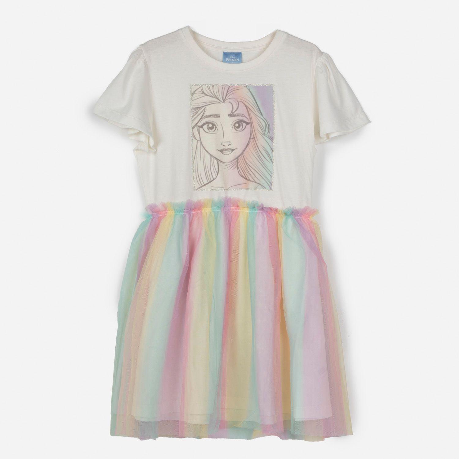 Vestido Niña Elsa Frozen Blanco Disney-0