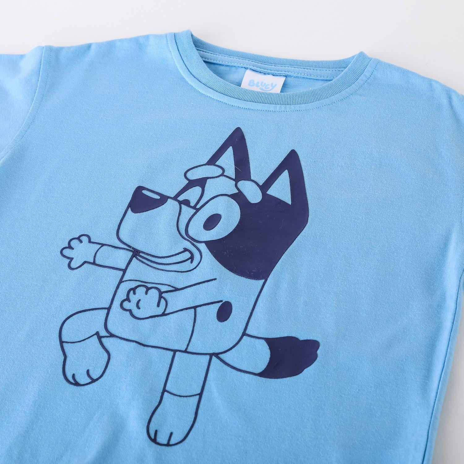 Polera Manga Corta Niño Bluey Outline Celeste-2