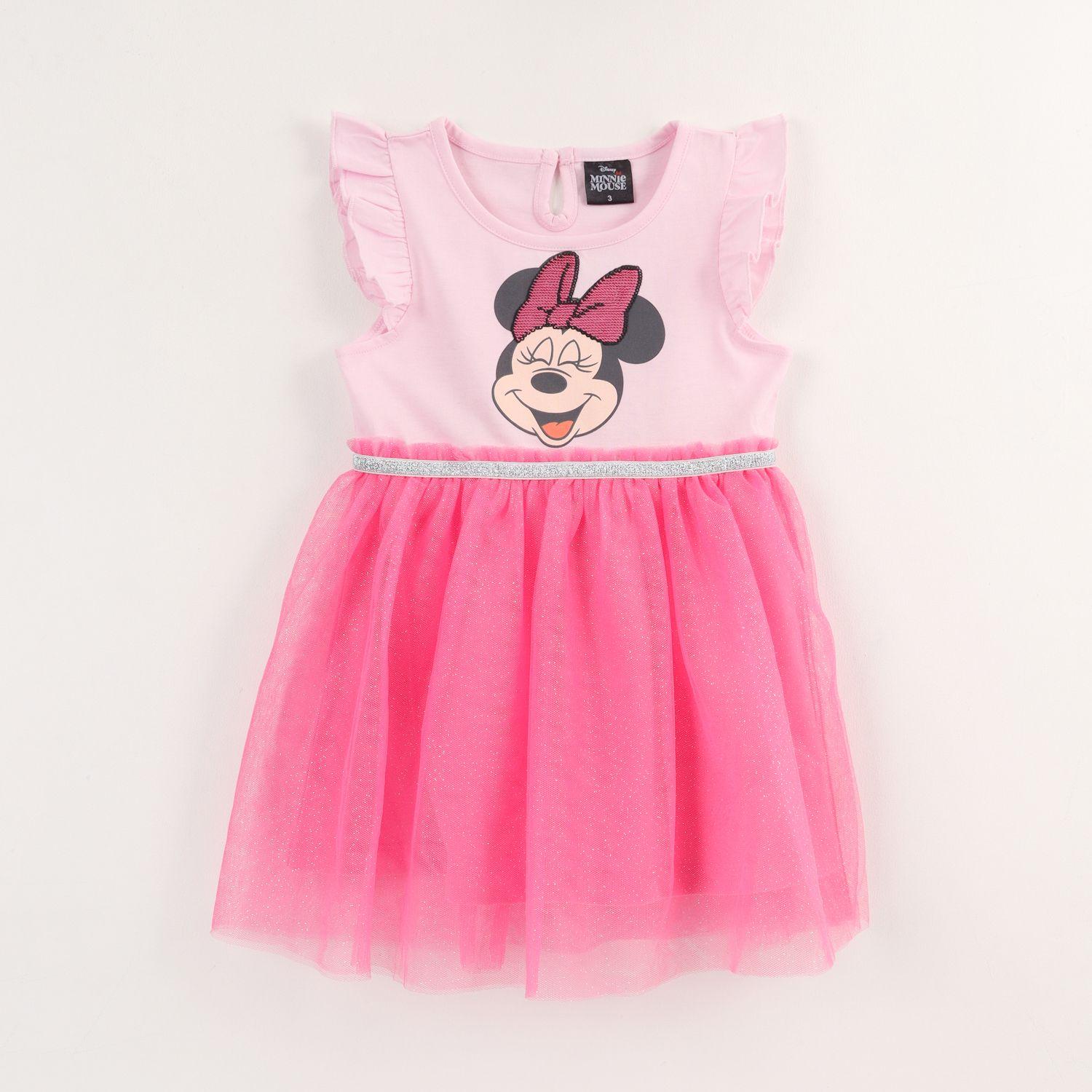 Vestido Manga Vuelos Niña Rosado Minnie Smile Disney-0