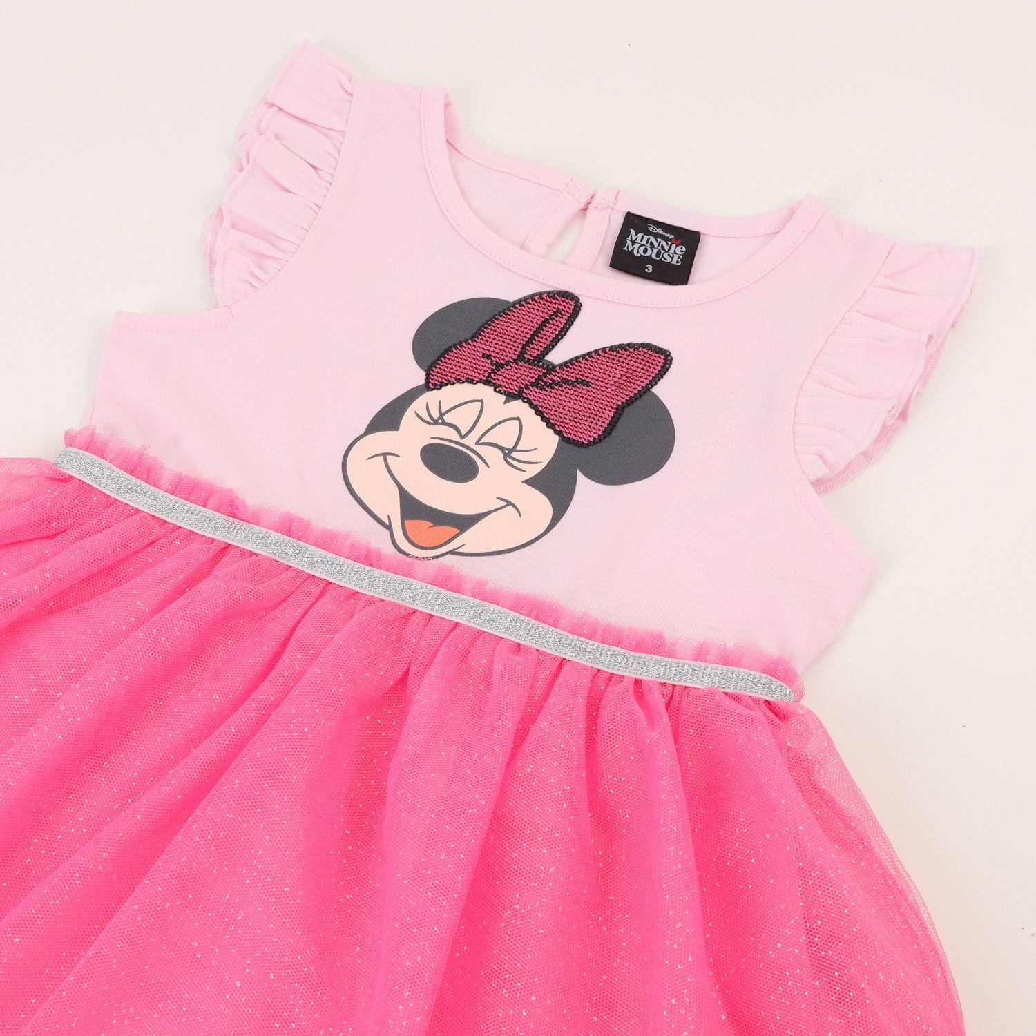 Vestido Manga Vuelos Niña Rosado Minnie Smile Disney-2