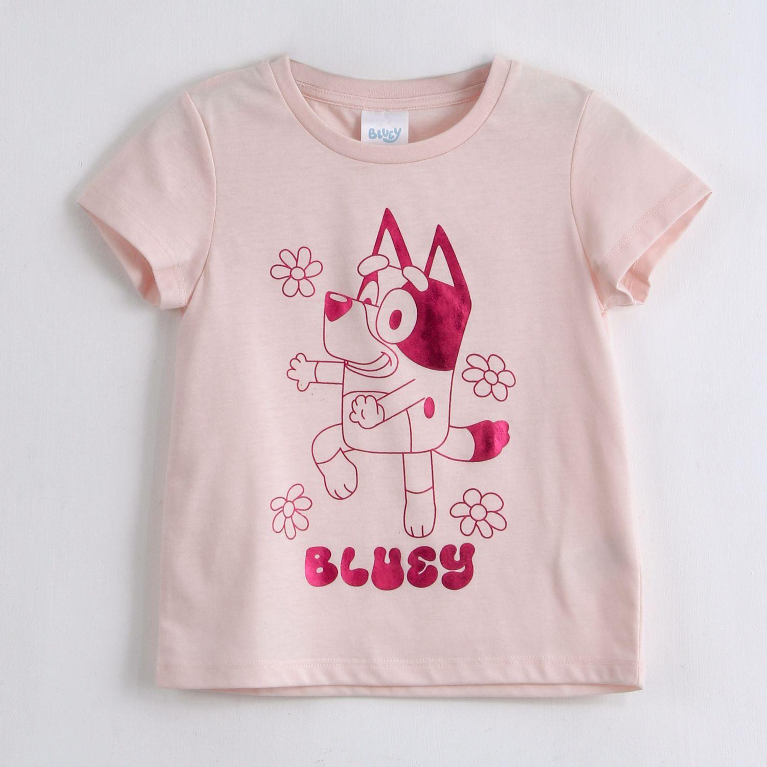 Polera Manga Corta Niña Bingo & Bluey Foil Rosado-0