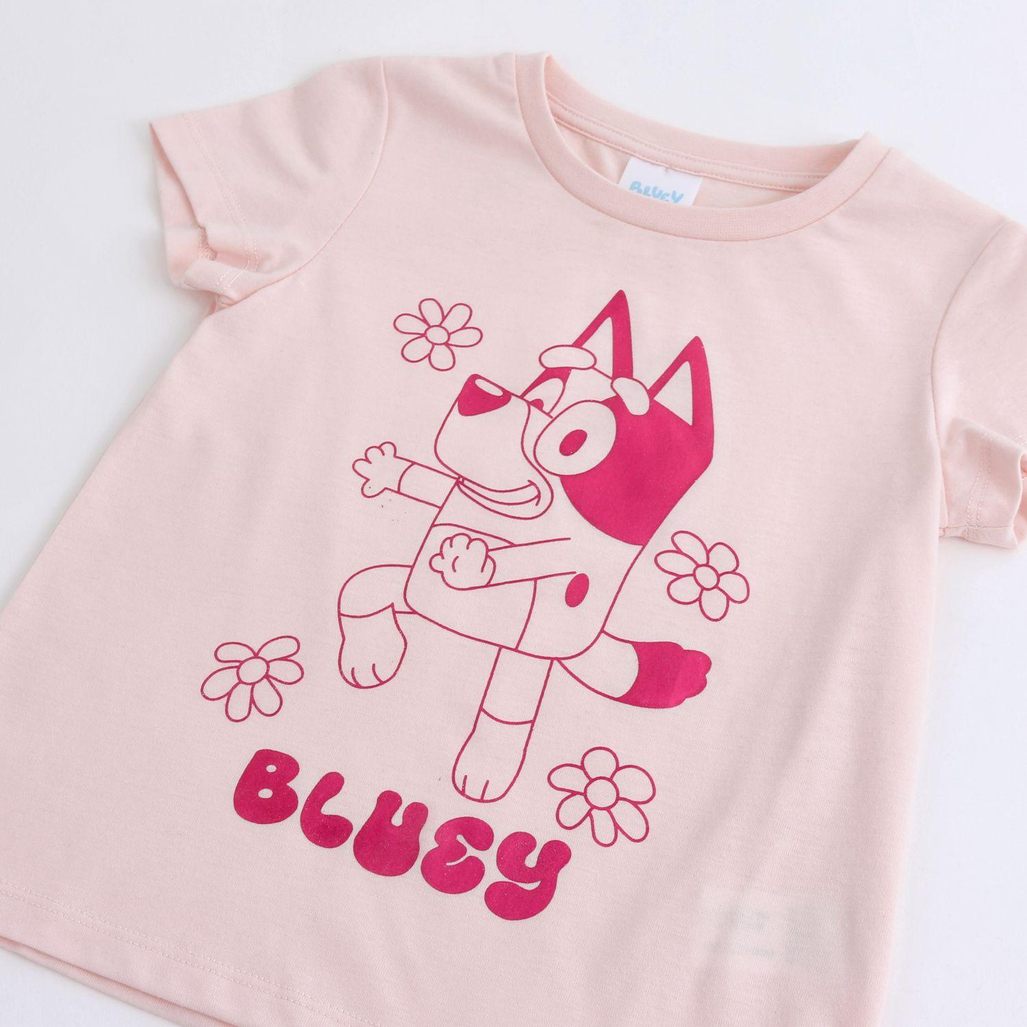 Polera Manga Corta Niña Bingo & Bluey Foil Rosado-2