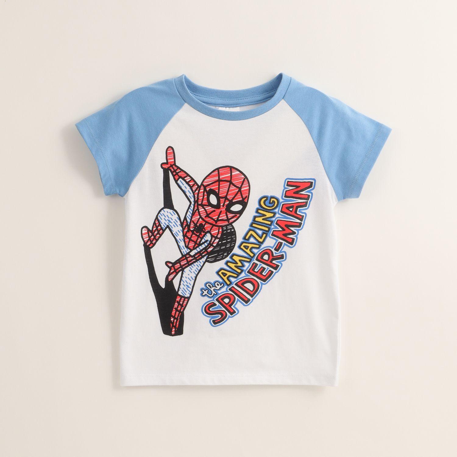 Polera Manga Corta Niño Spiderman Dibujo Blanco Marvel-0