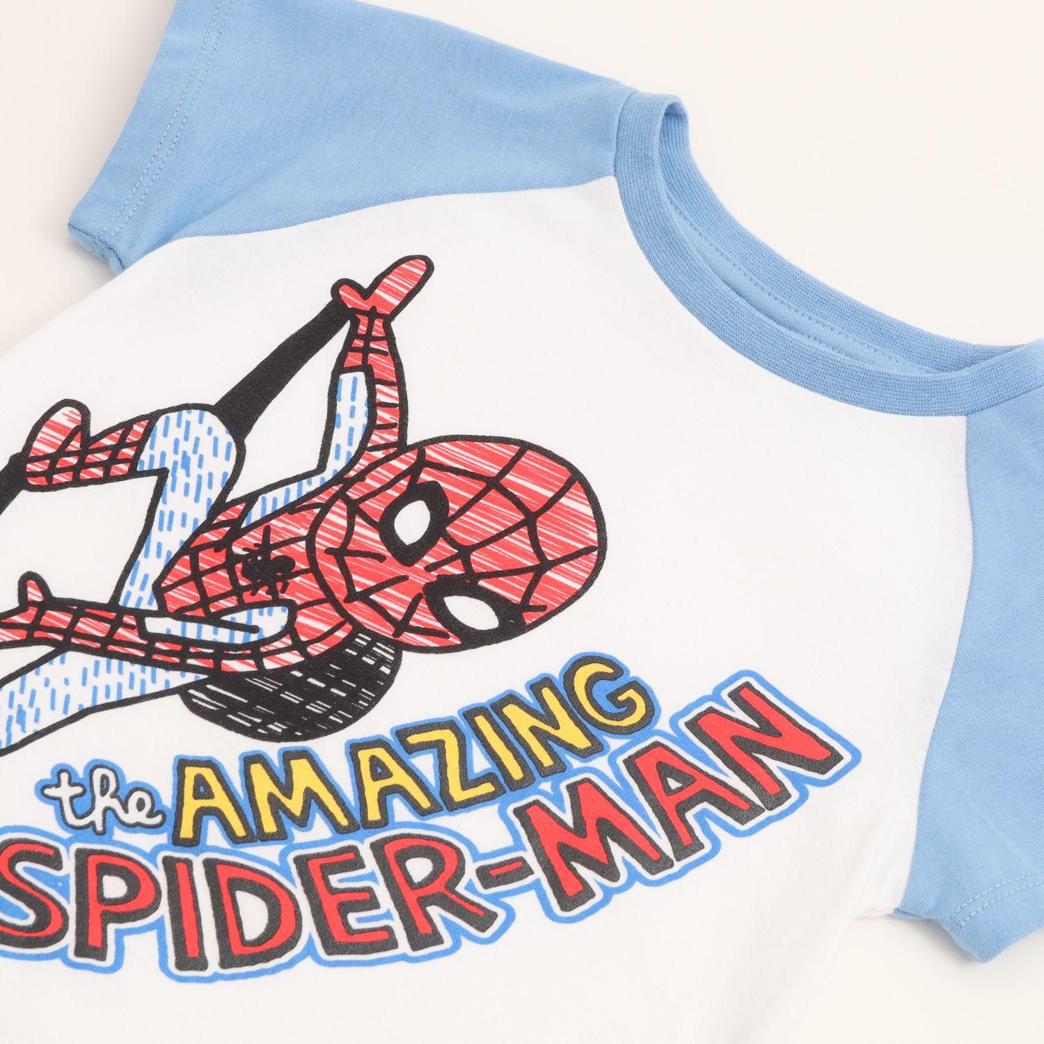 Polera Manga Corta Niño Spiderman Dibujo Blanco Marvel-1