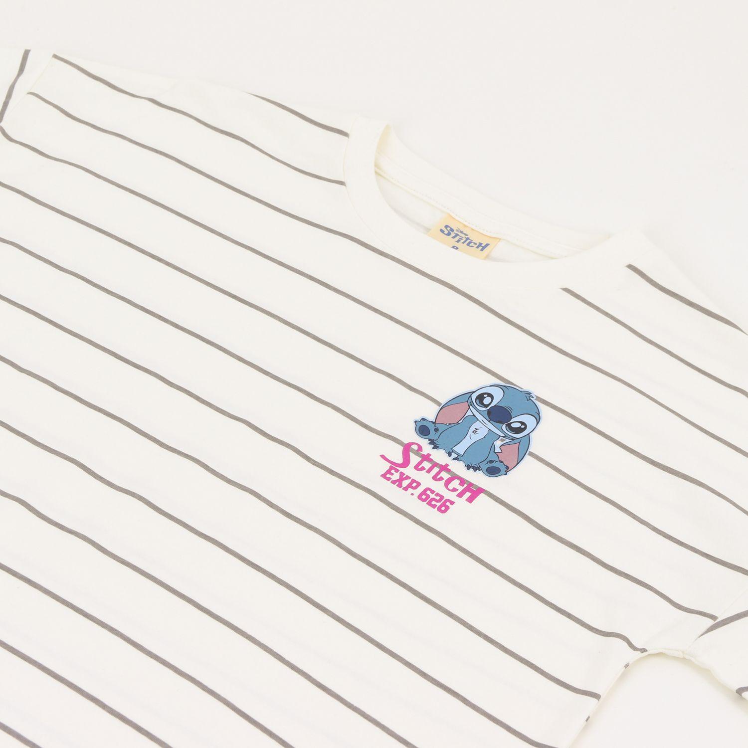 Polera Manga Larga Niña Rayas Lilo & Stitch Blanco Disney-2