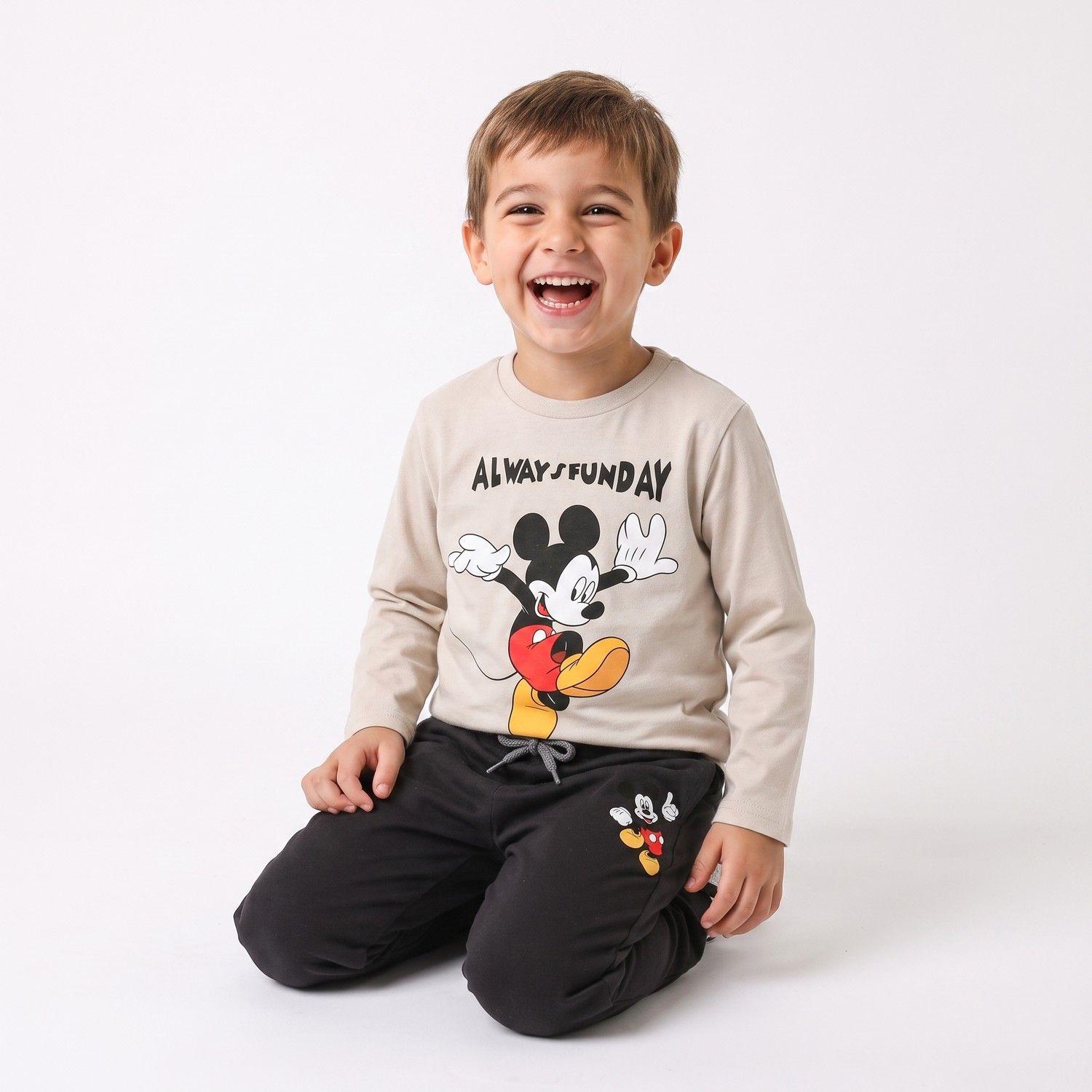 Pijama Manga Larga Niño Mickey Disney Always Funday Beige-0
