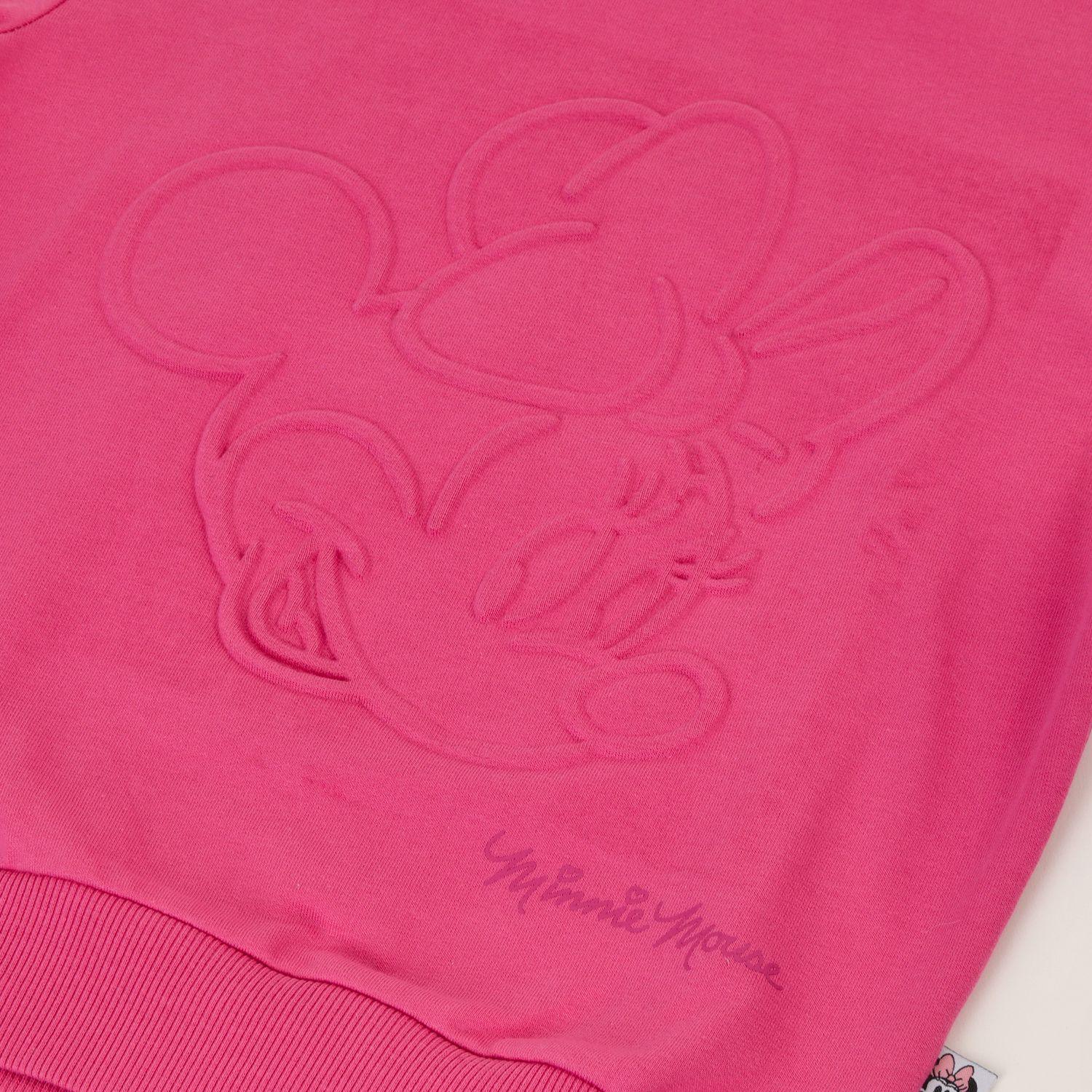 Poleron Cerrado Niña Minnie Relieve Emboss Rosado Disney-1
