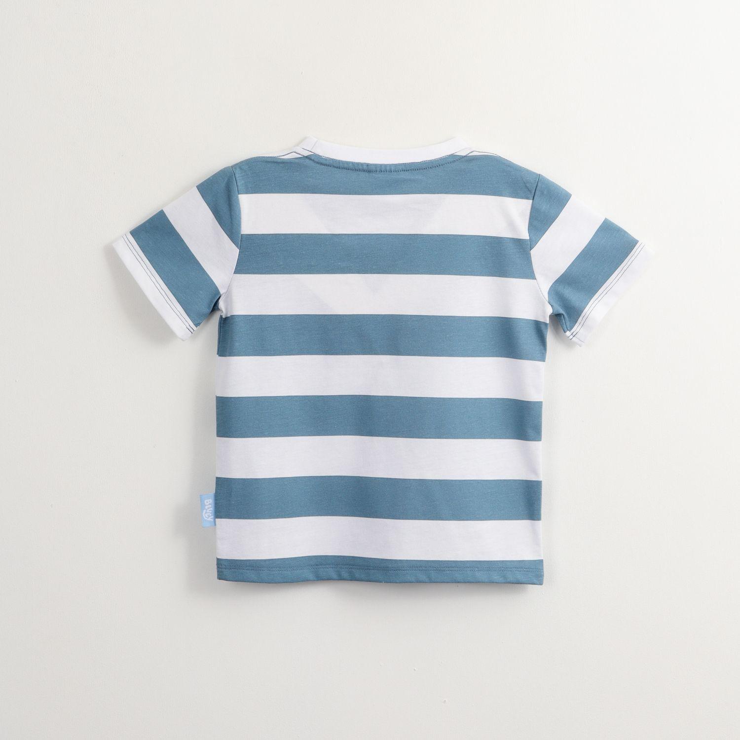 Polera Manga Corta Niño Colgando Del Bolsillo Azul Bluey-2