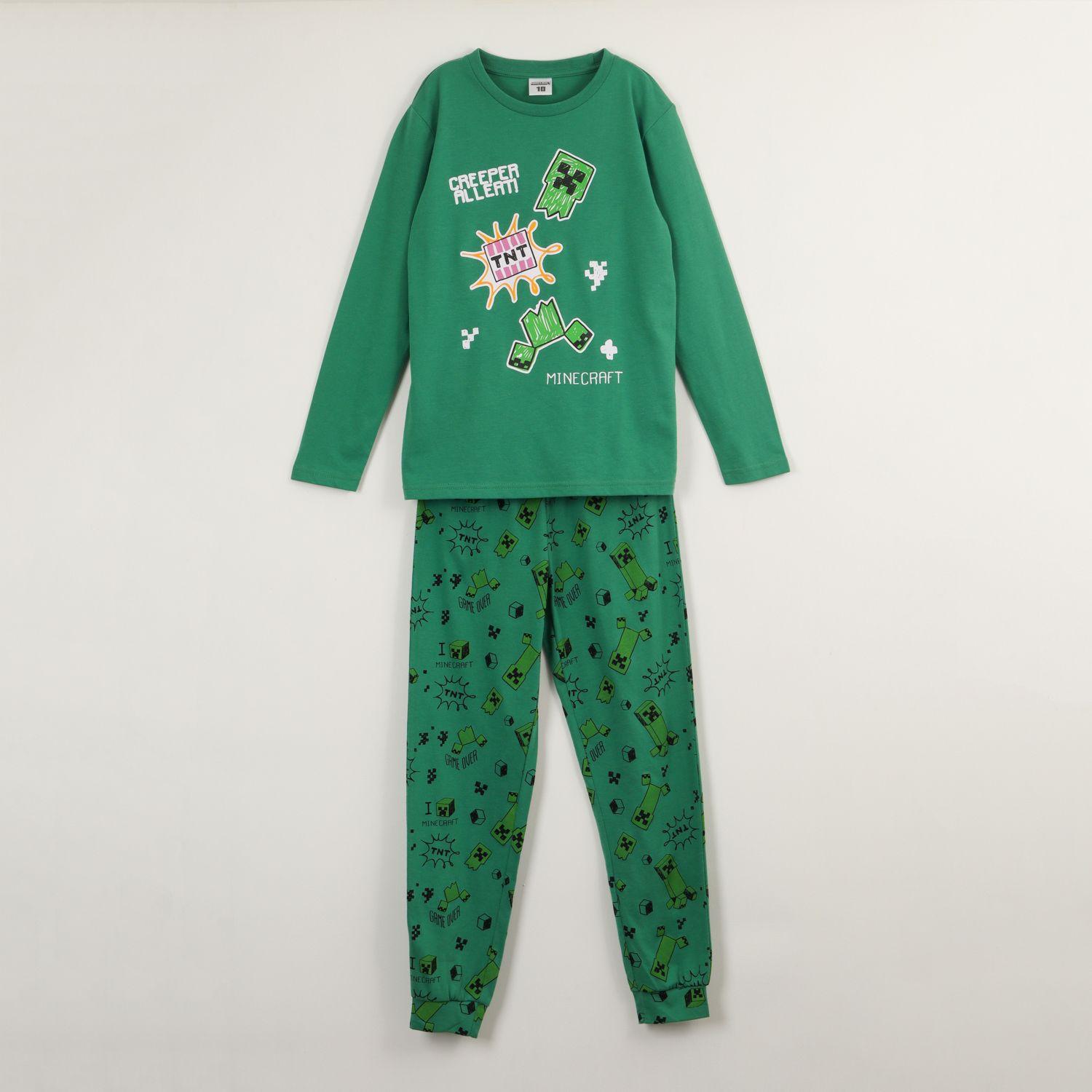 Conjunto Pijama Niño Creeper Alert Verde Minecraft-0