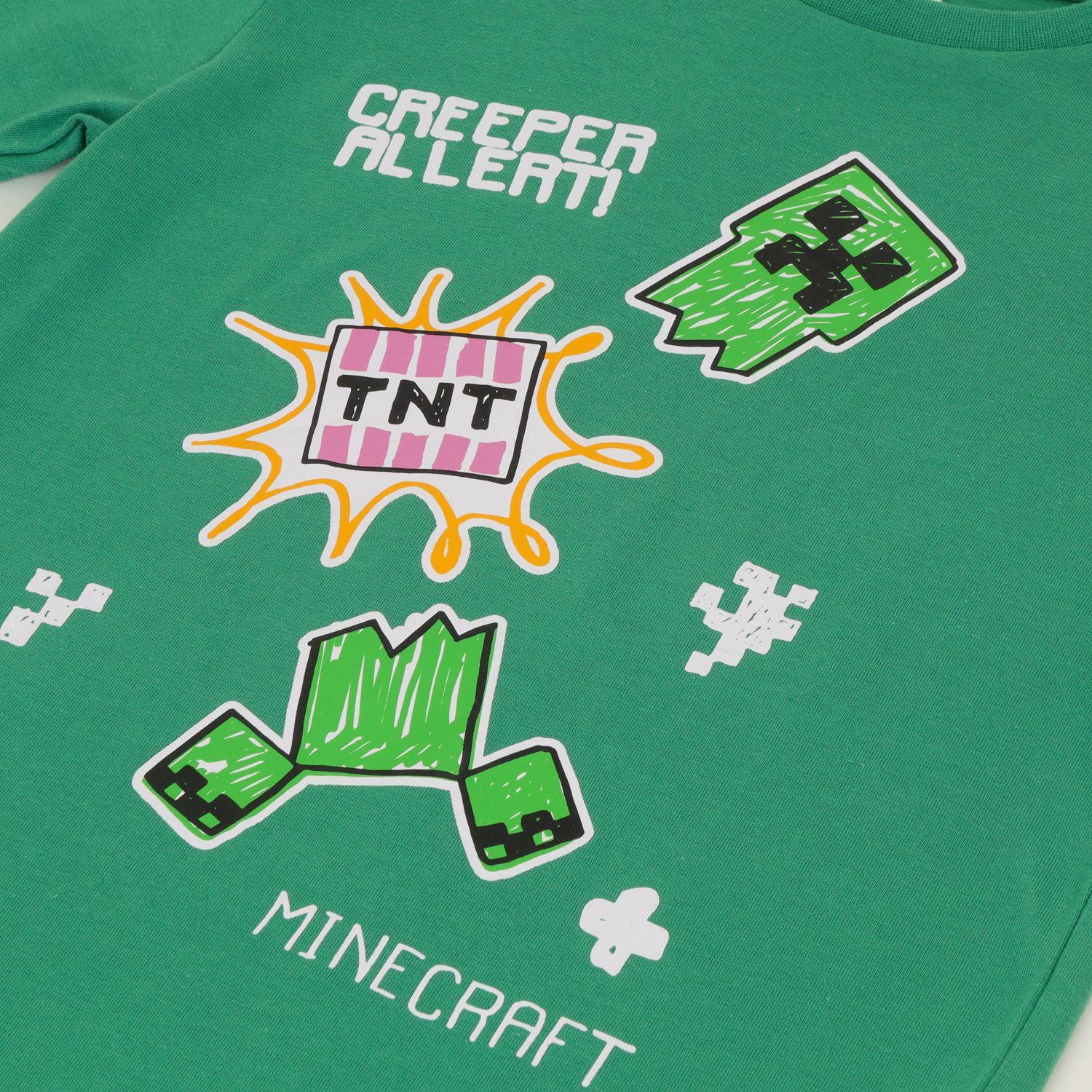 Conjunto Pijama Niño Creeper Alert Verde Minecraft-1