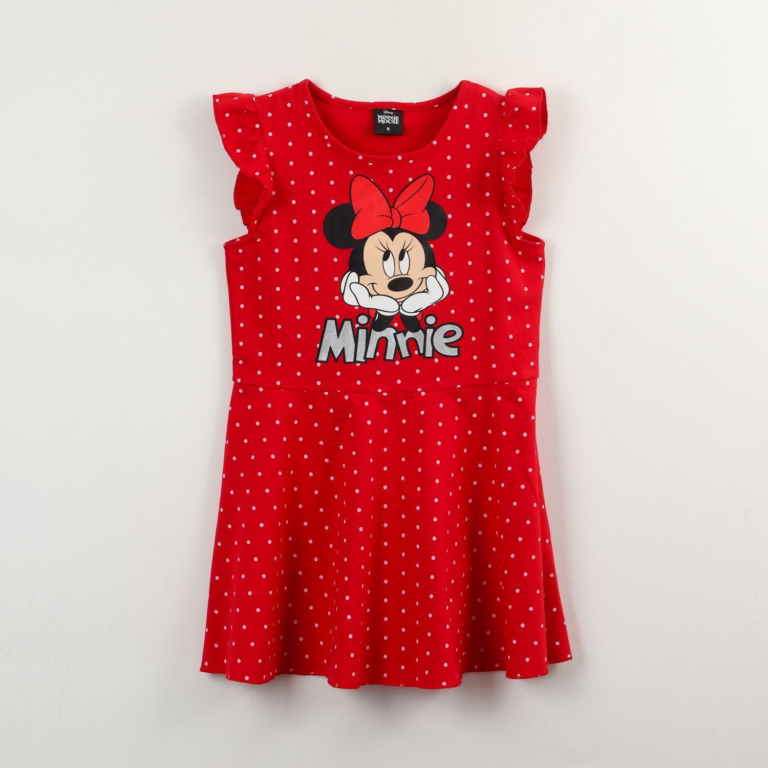 Vestido Niña Rojo Puntos Minnie Disney-0