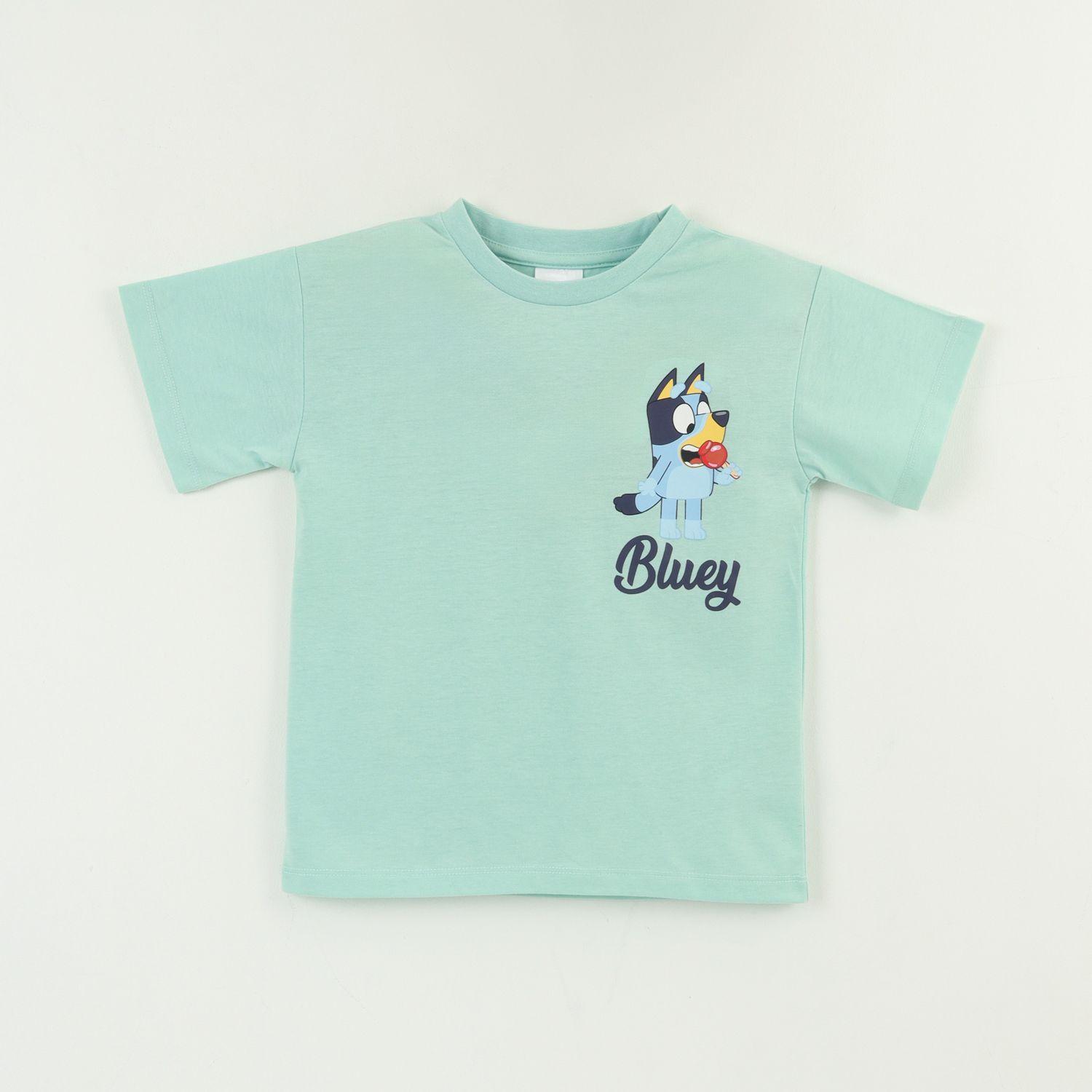 Polera Manga Corta Niño Verde Comiendo Bluey-0