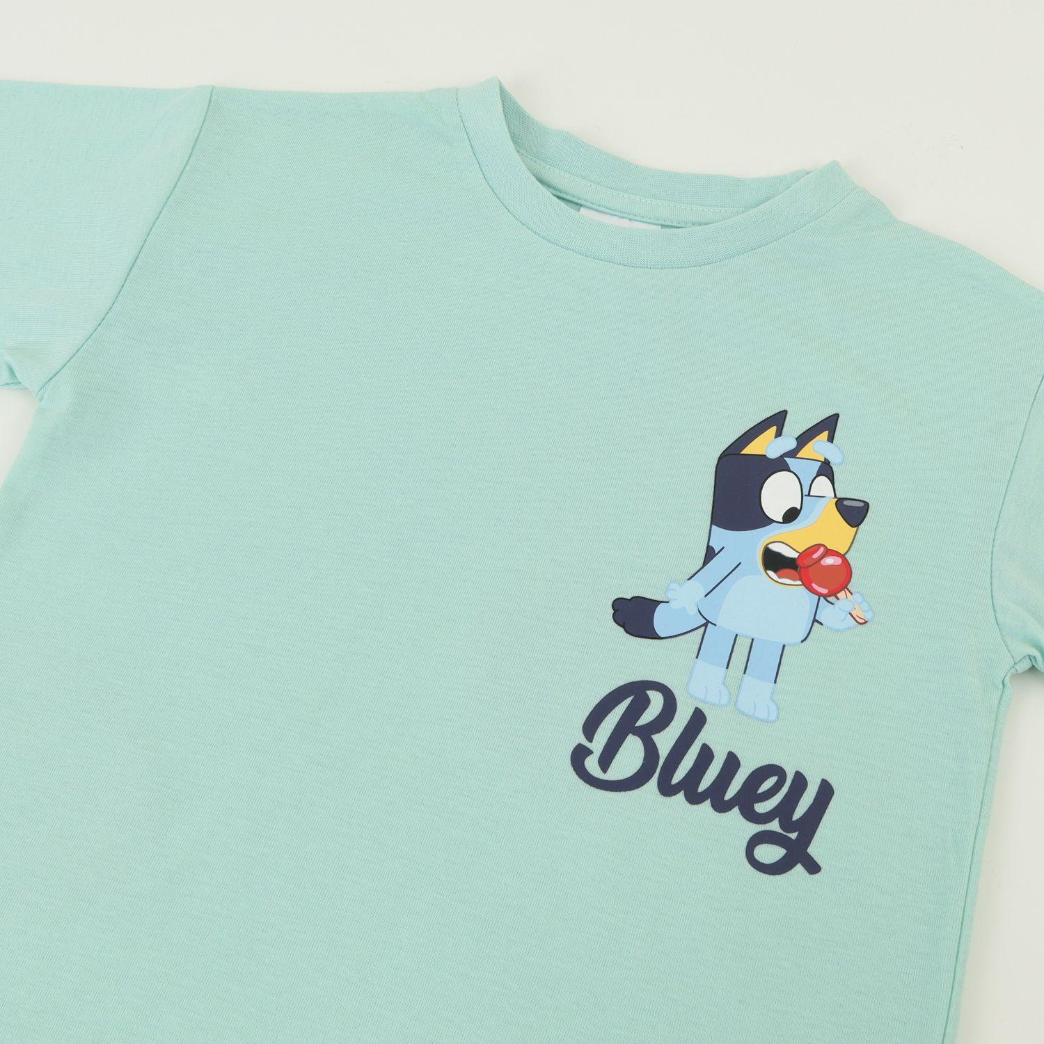 Polera Manga Corta Niño Verde Comiendo Bluey-2