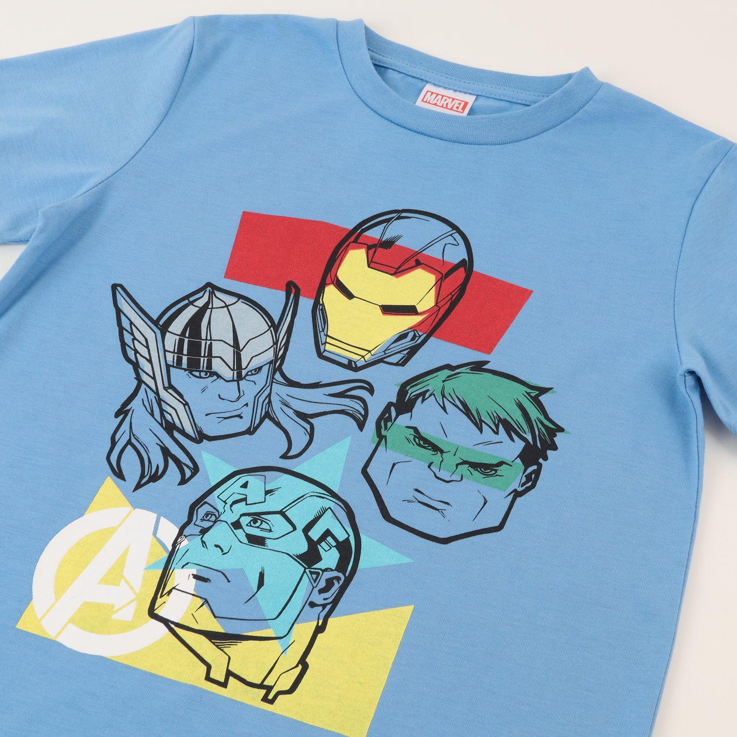 Polera Manga Corta Niño Azul Avengers Assemble Marvel-2