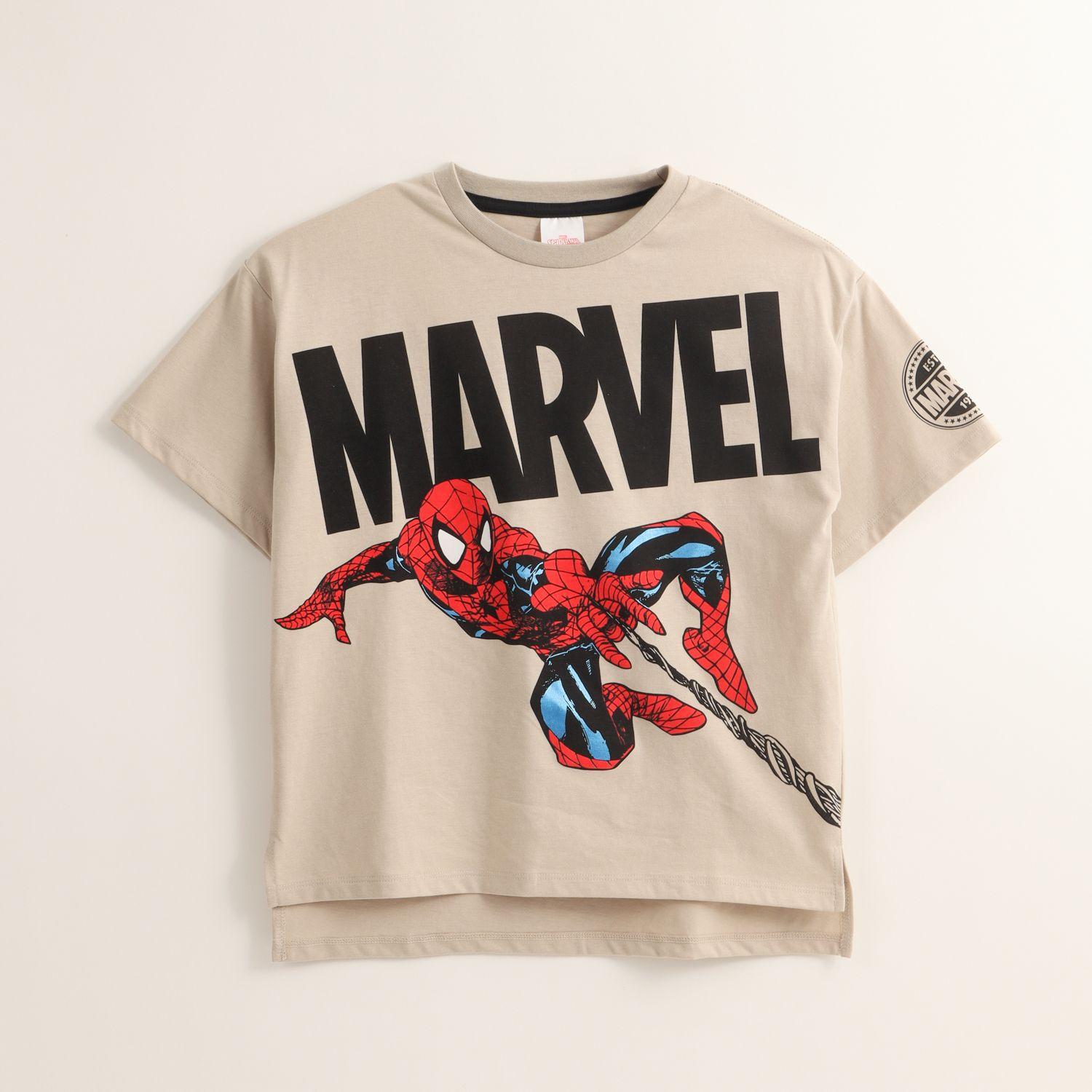 Polera Manga Corta Niño Spiderman Jump Beige Marvel-0