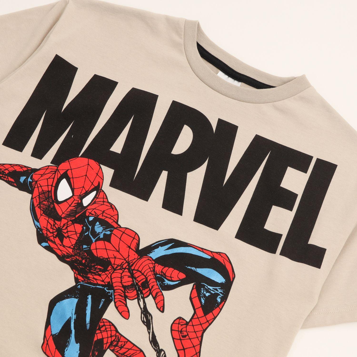 Polera Manga Corta Niño Spiderman Jump Beige Marvel-1