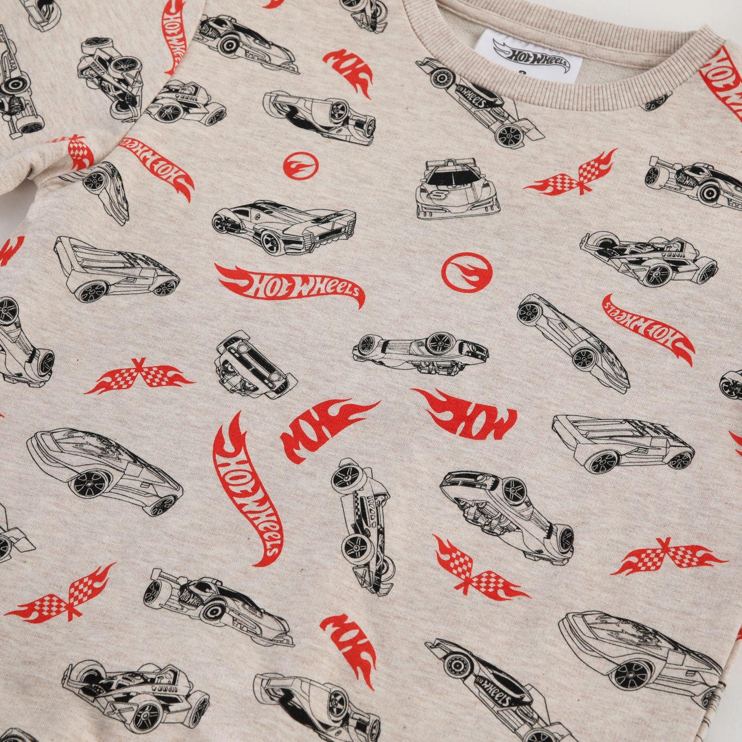 Polerón Cerrado Niño Hot Wheels Full Print Beige-2