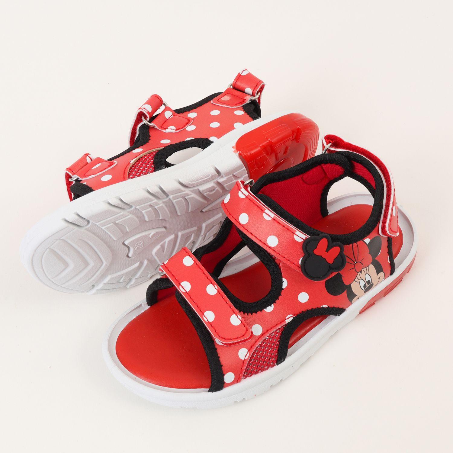 Sandalia Con Luces Niña Rojo Lunares Blancos Minnie Disney-3