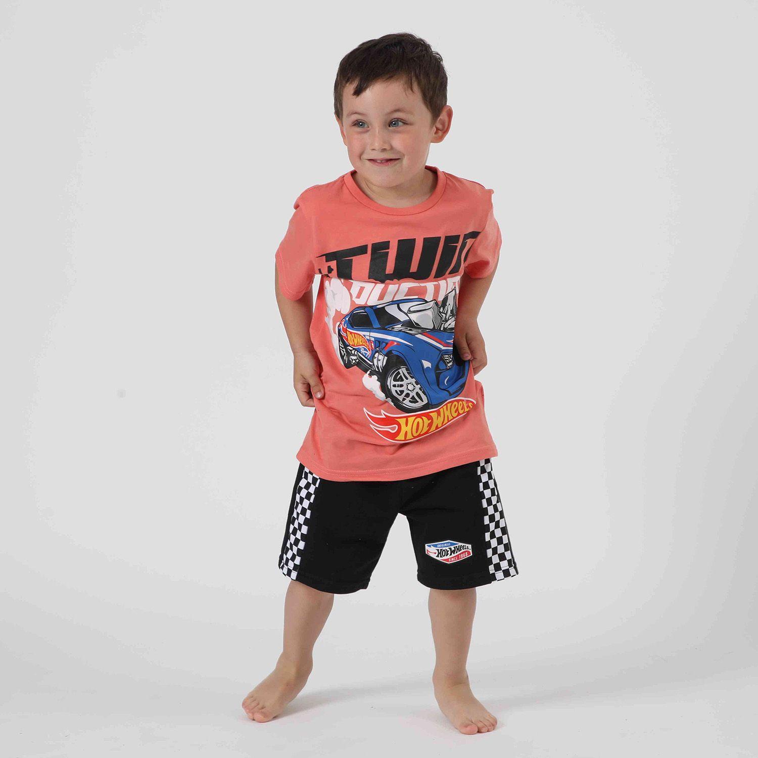 Conjunto Niño Auto Naranjo Hot Wheels-1