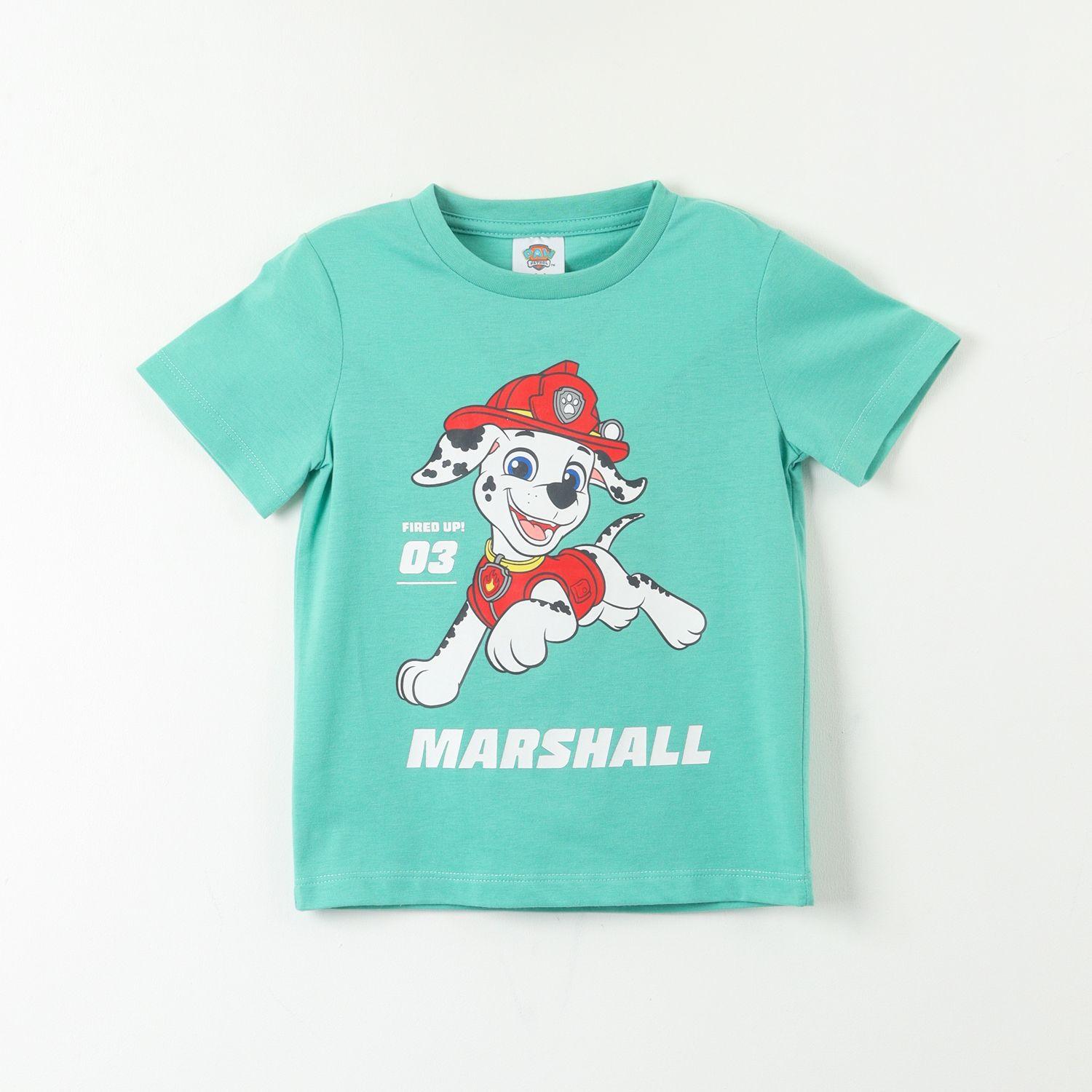 Polera Manga Corta Niño Turquesa Marshall Fire Up Paw Patrol-0