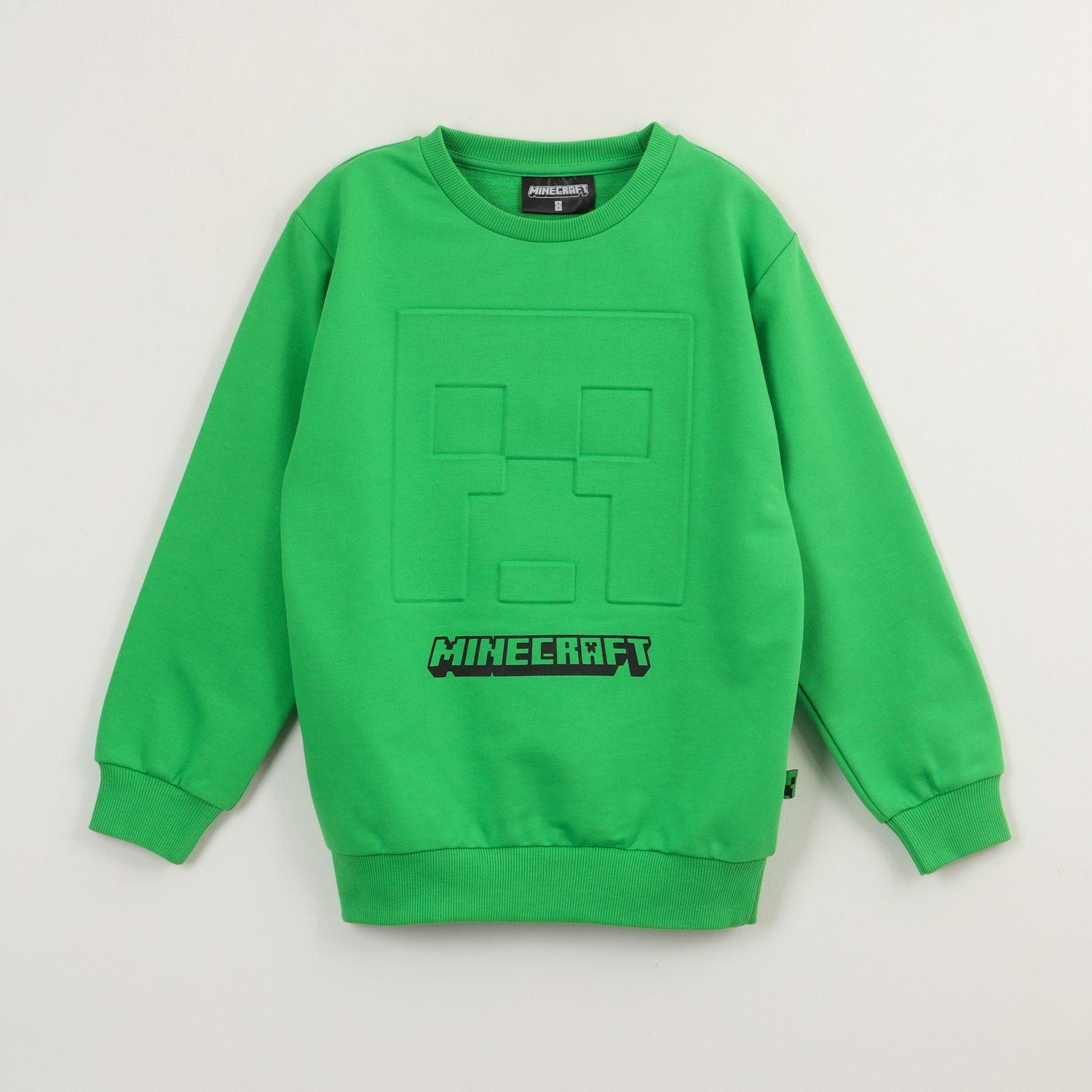 Poleron Cerrado Niño Creeper Relieve Emboss Verde Minecraft-0
