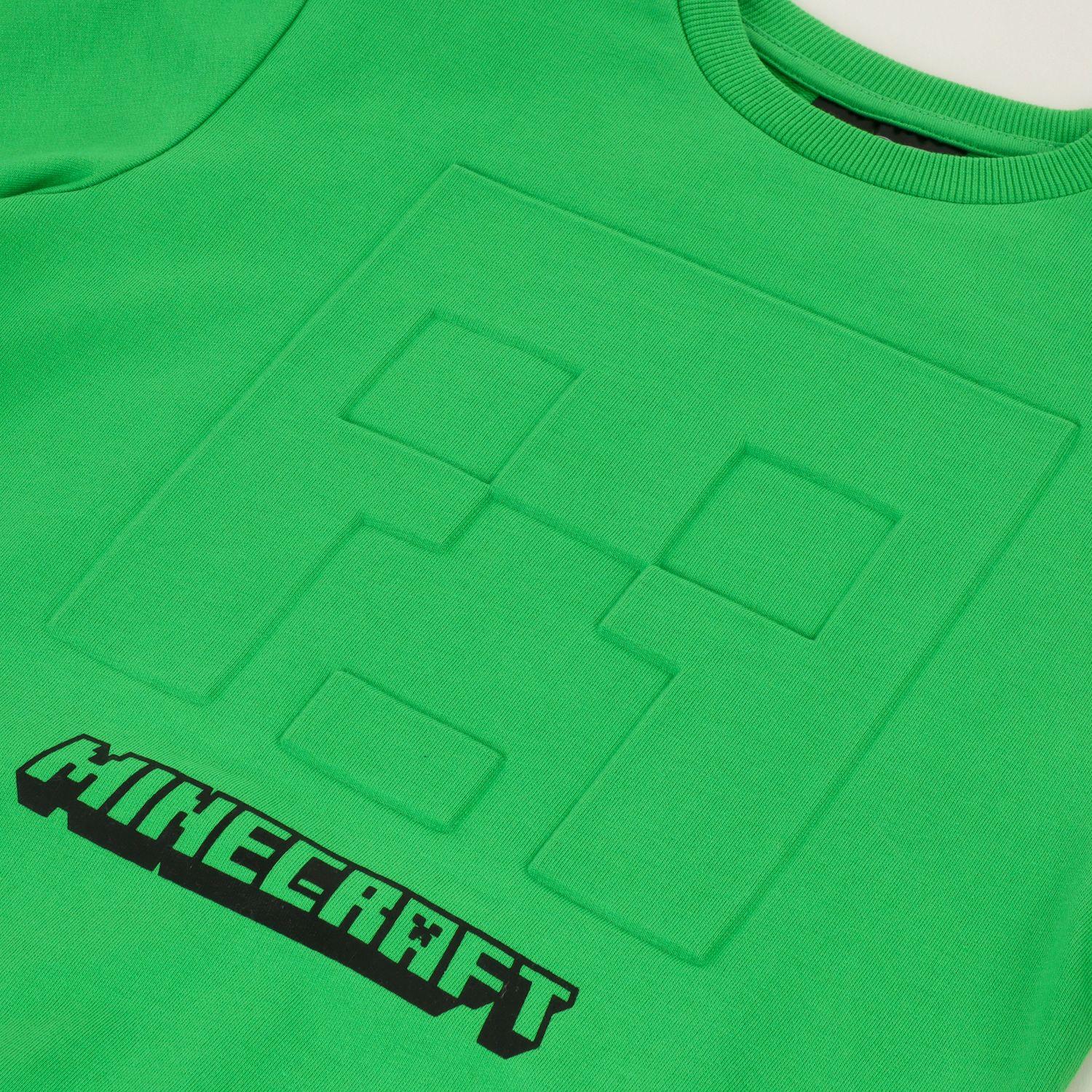 Poleron Cerrado Niño Creeper Relieve Emboss Verde Minecraft-1