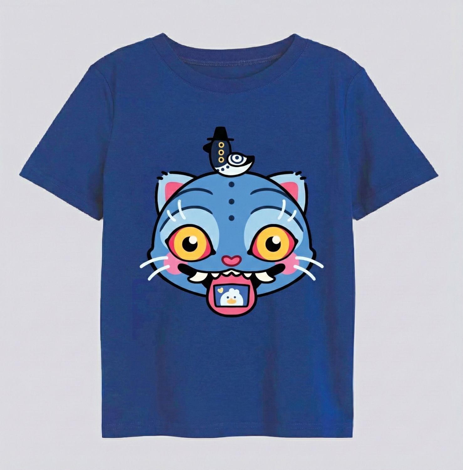 Polera Manga Corta Niño Derpy Azul Kpop Demon Hunters-3