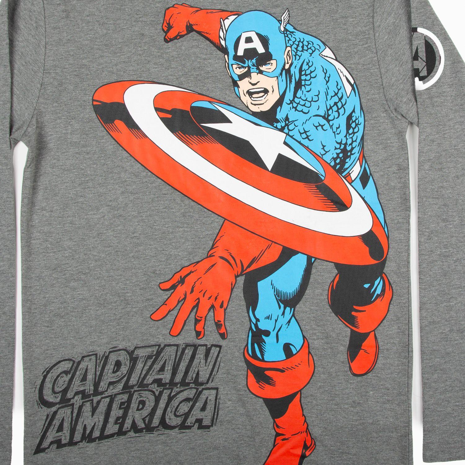 Polera Manga Larga Niño Capitan America Avengers Gris Marvel-2