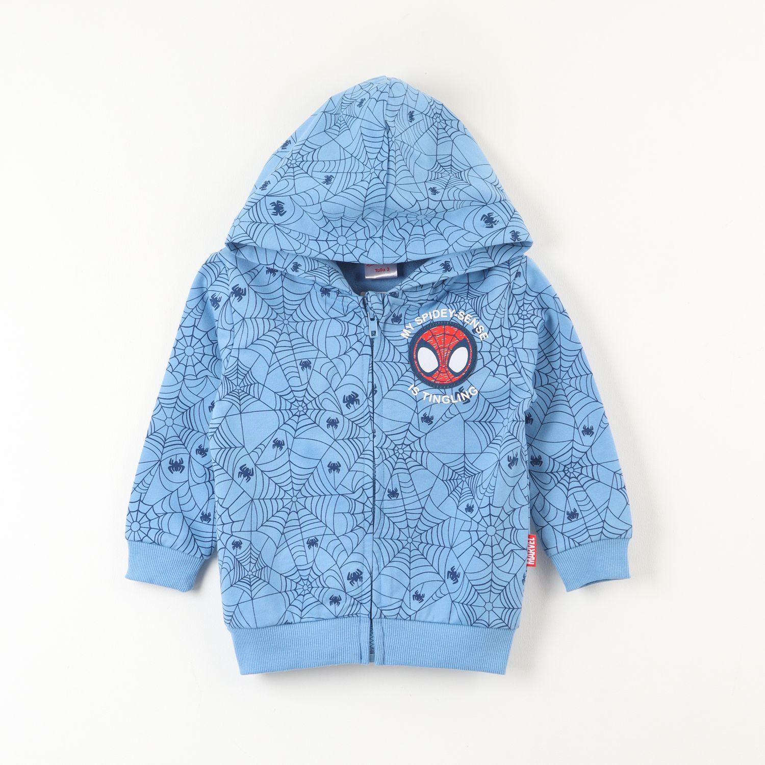 Poleron Abierto Niño Spidey Webs Azul Marvel-0
