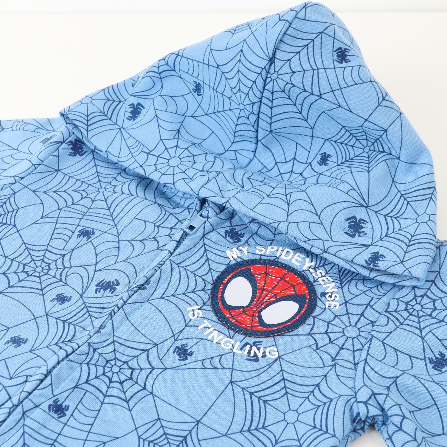 Poleron Abierto Niño Spidey Webs Azul Marvel-1