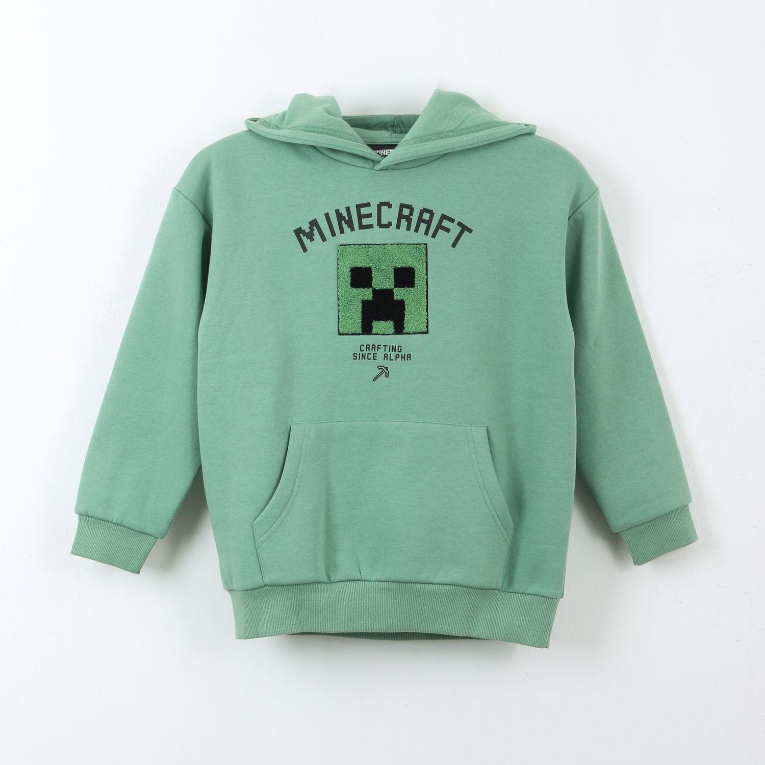 Polerón Niño Hoodie Crafting Since Alpha Verde Minecraft-0