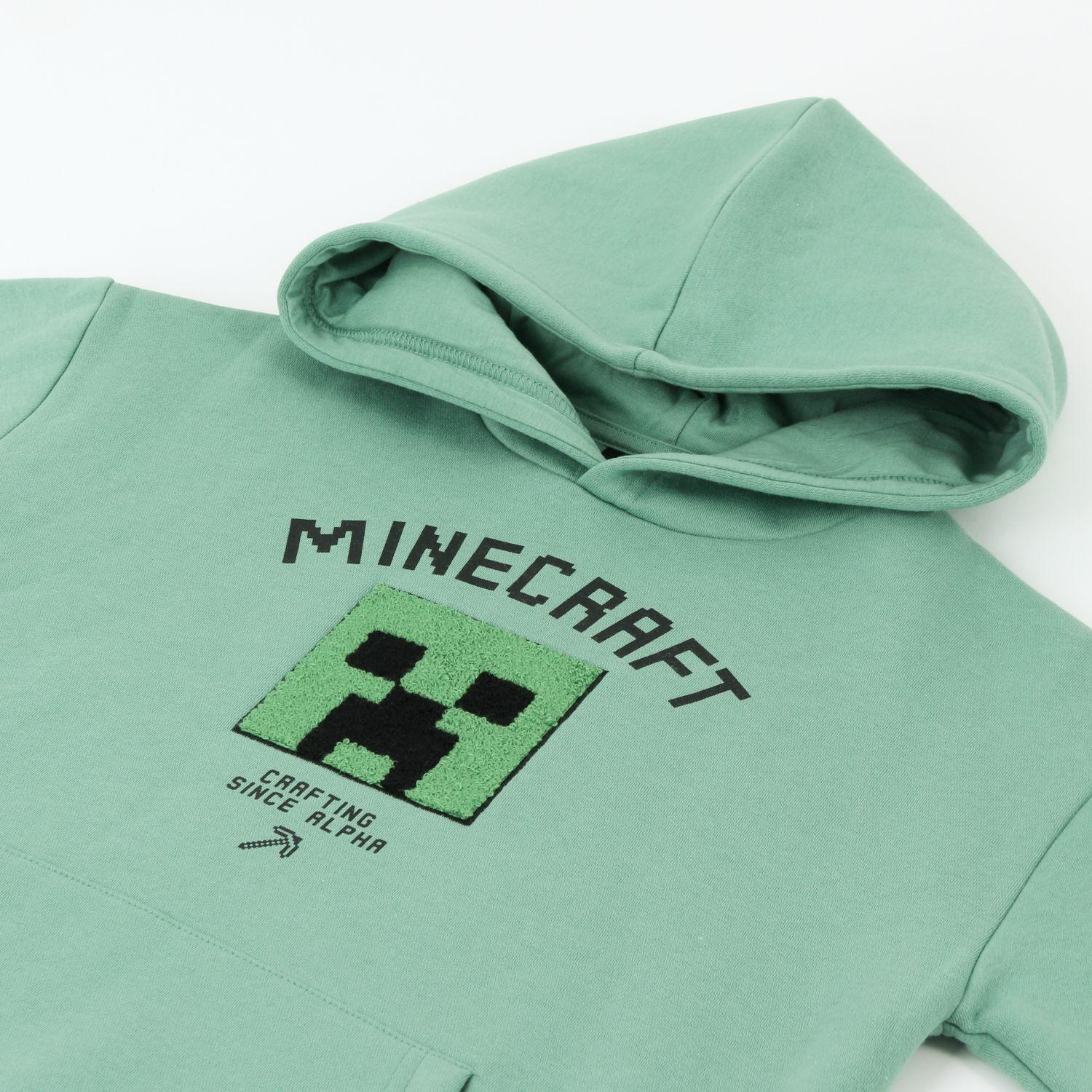 Polerón Niño Hoodie Crafting Since Alpha Verde Minecraft-2