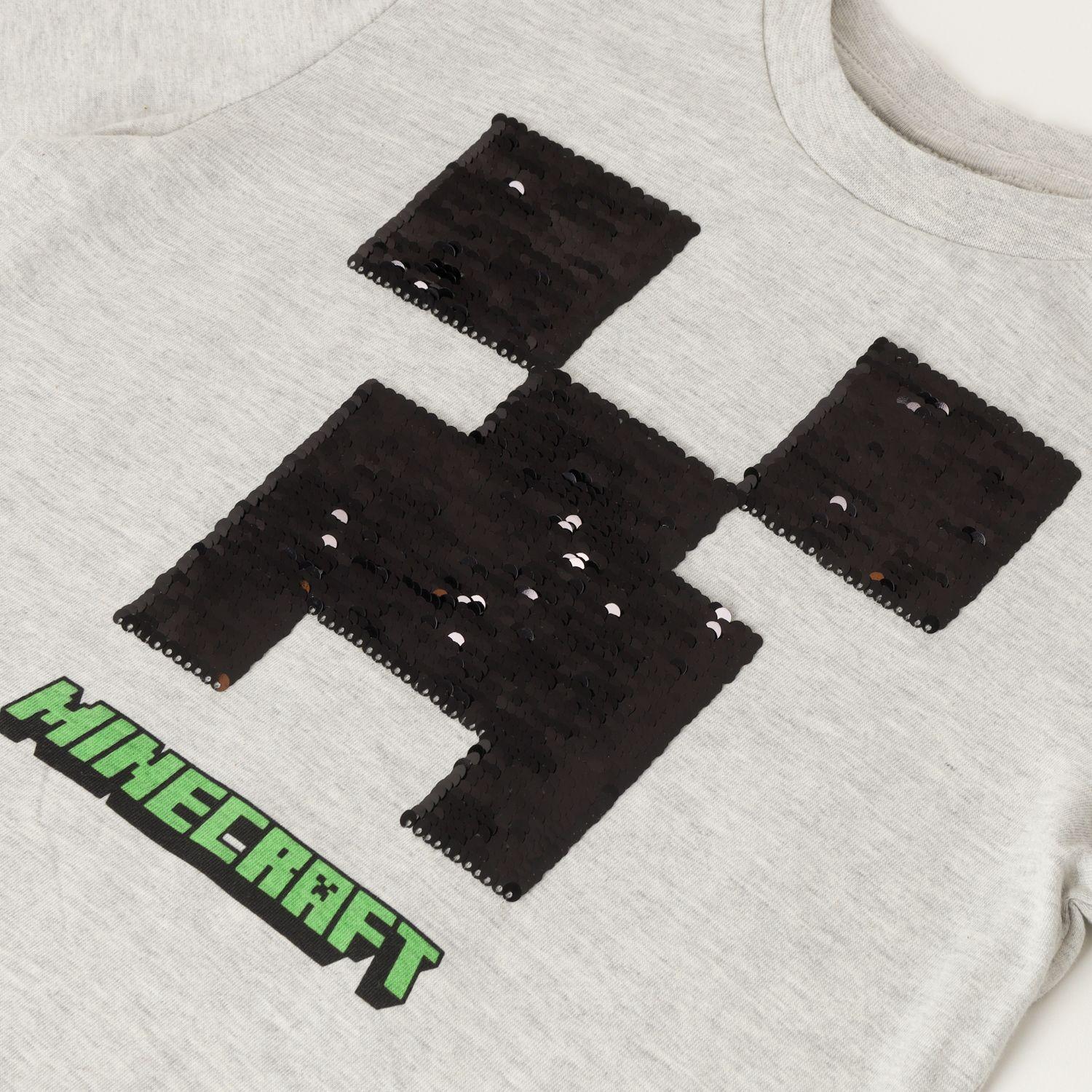 Polera Manga Larga Niño Reversible Gris Minecraft-3