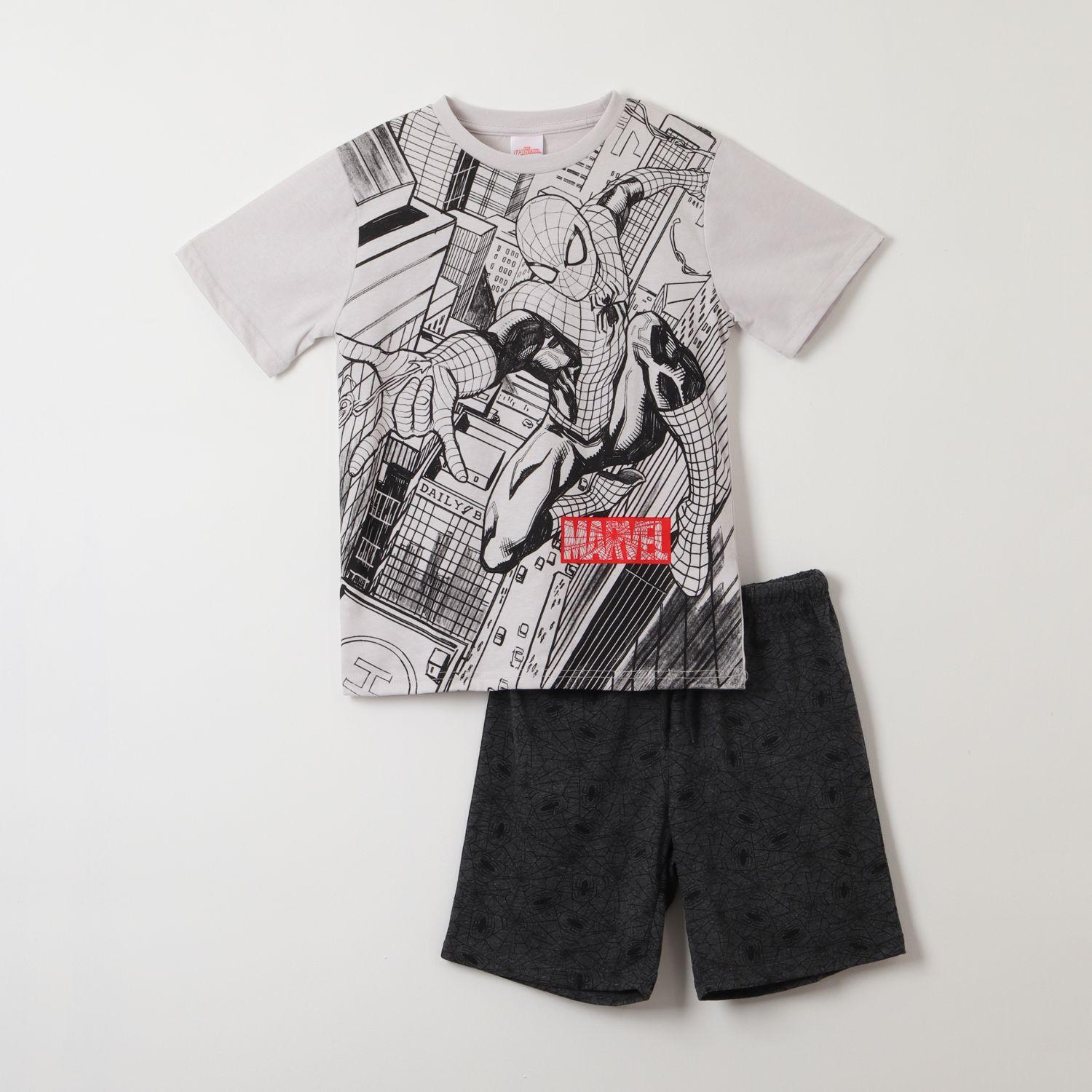 Pijama Corto Niño Spiderman Comics Gris Marvel-0