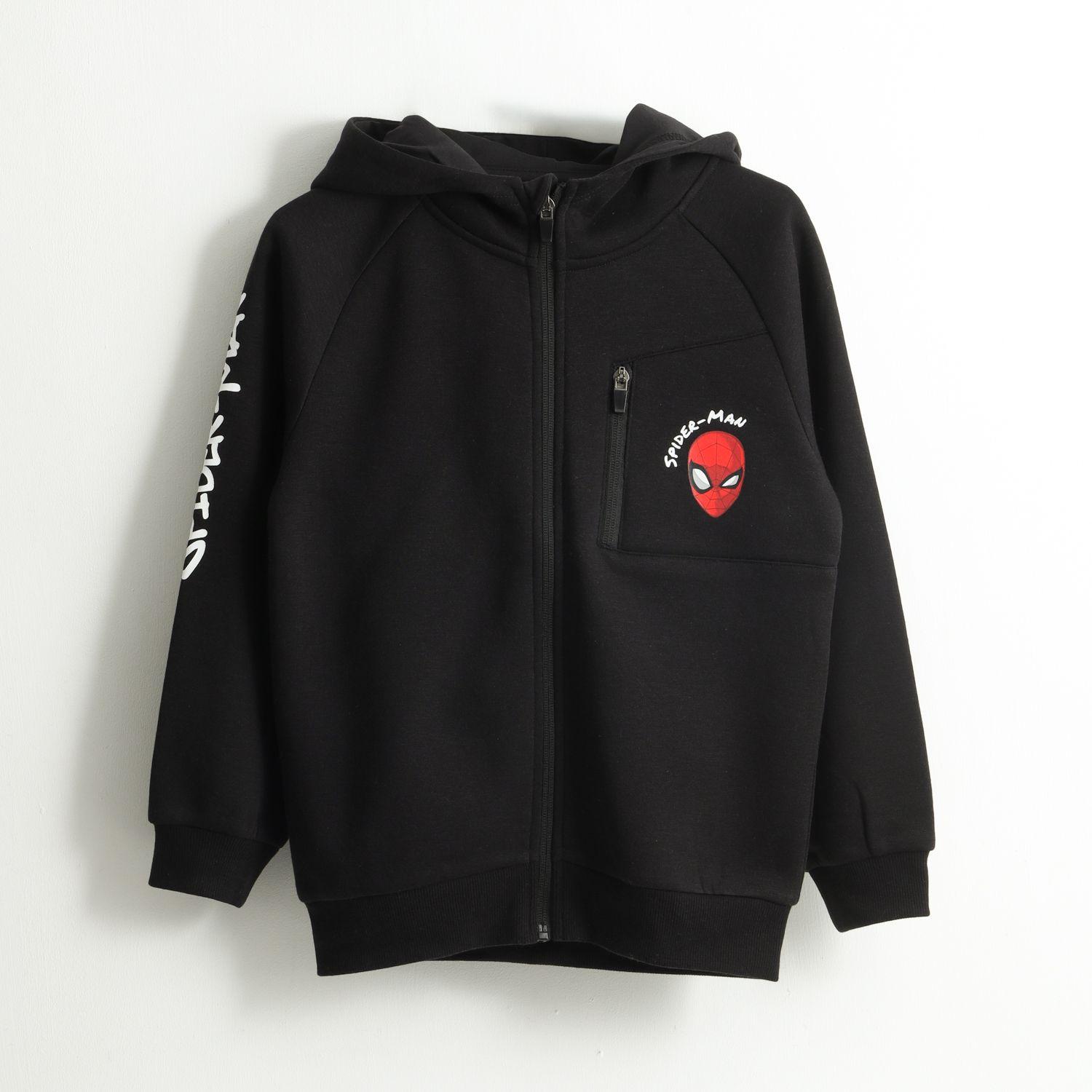 Polerón Cierre Niño Hoodie Spiderman Negro Marvel-0