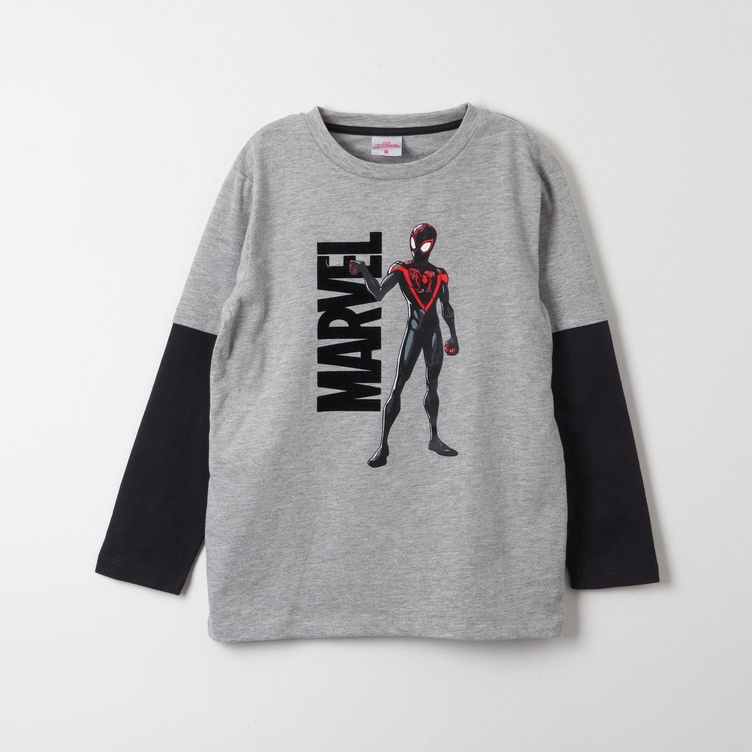 Polera Manga Larga Niño Spiderman Flex Gris Marvel-0