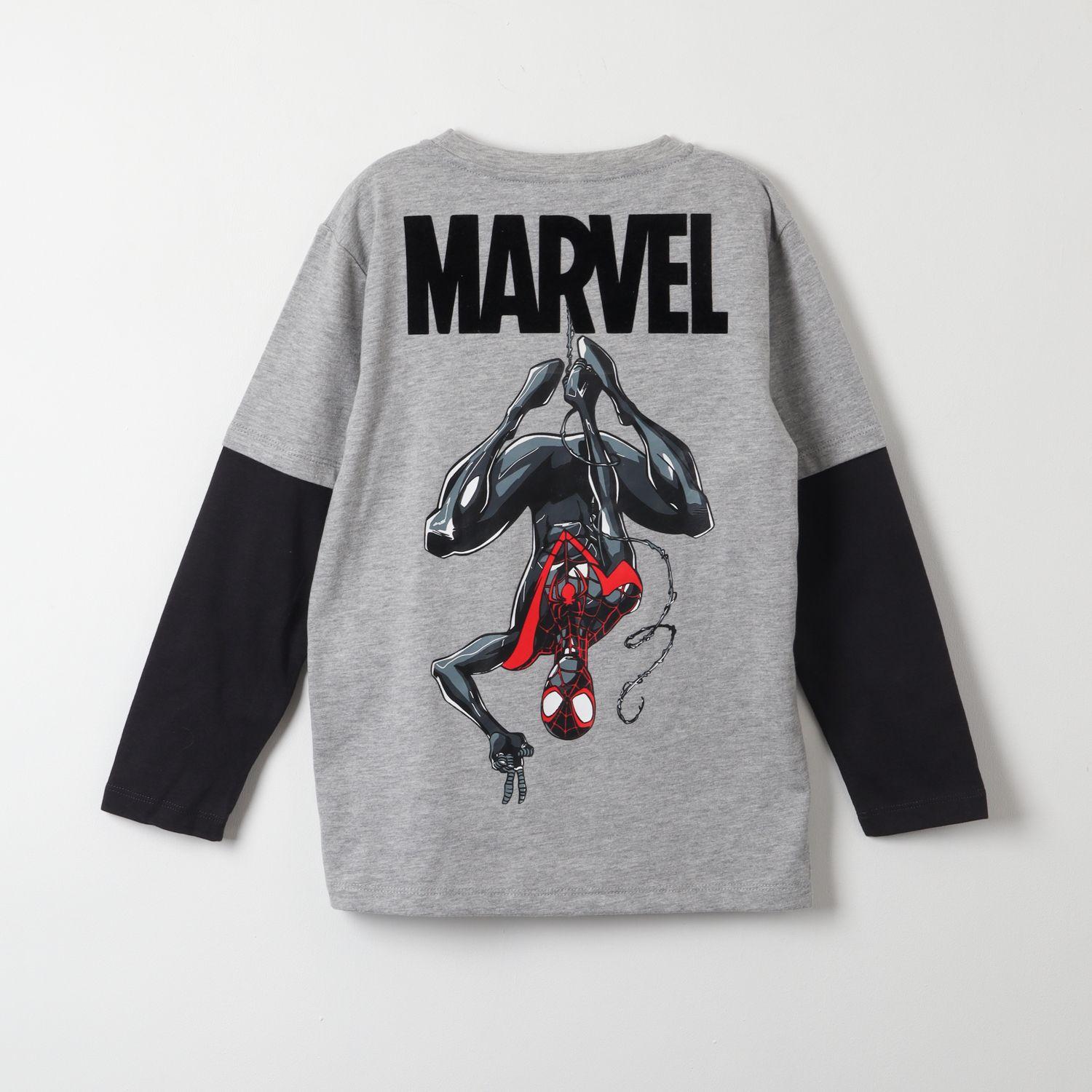 Polera Manga Larga Niño Spiderman Flex Gris Marvel-2