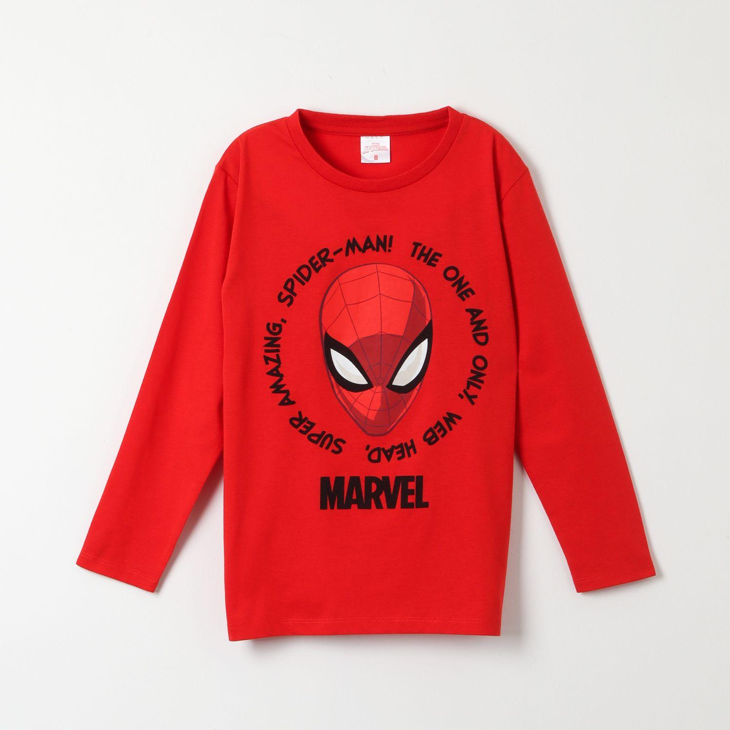 Polera Manga Larga Niño Spiderman Web Head Rojo Marvel-0