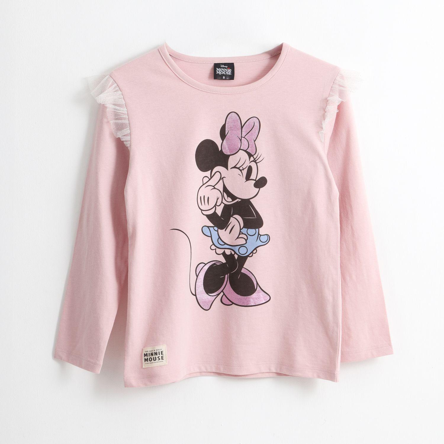 Polera Manga Larga Niña Vuelos Minnie Guiño Rosado Disney-0