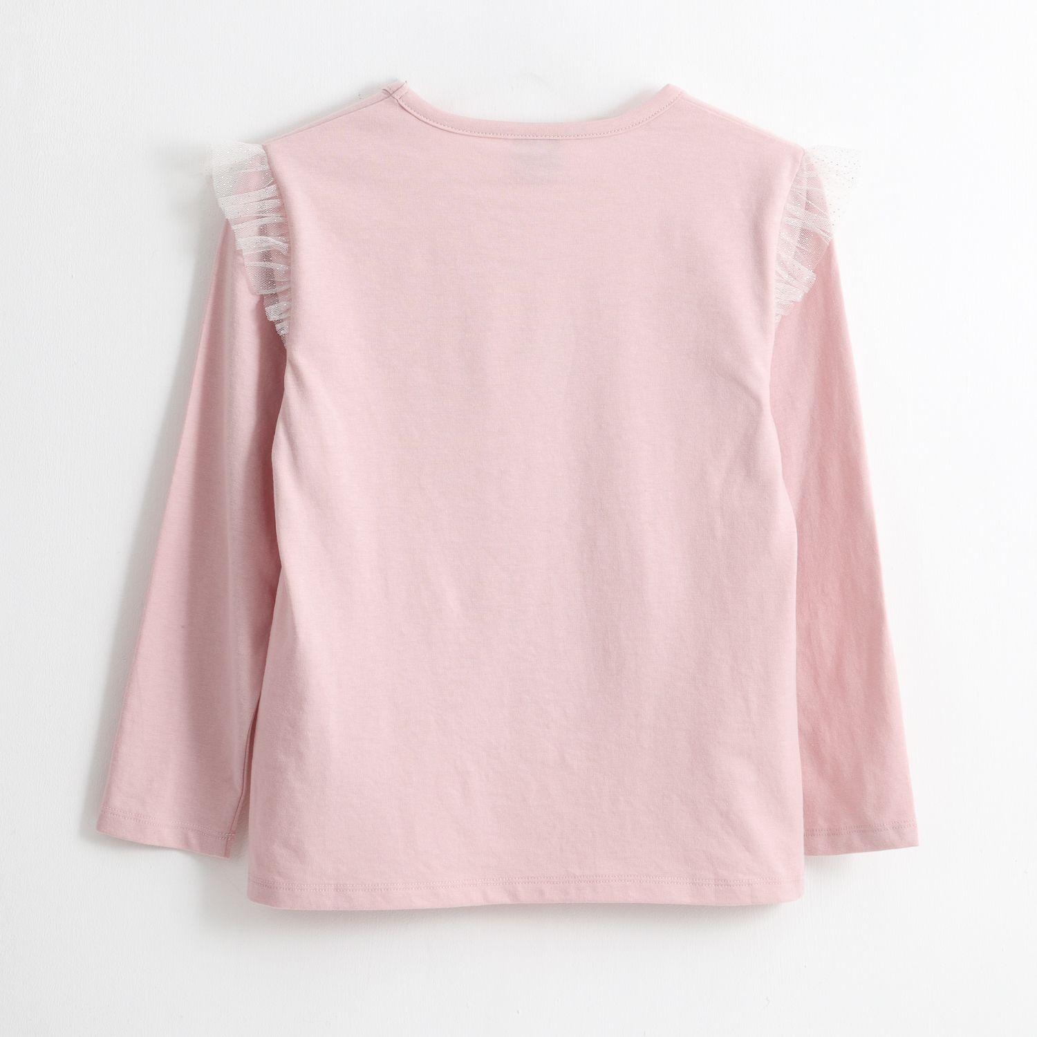 Polera Manga Larga Niña Vuelos Minnie Guiño Rosado Disney-1