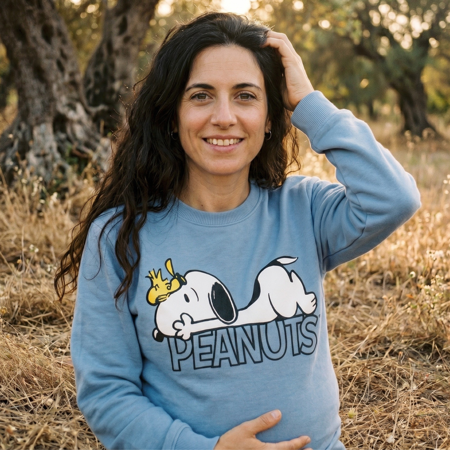 Polerón Cerrado Mujer Celeste Snoopy-1