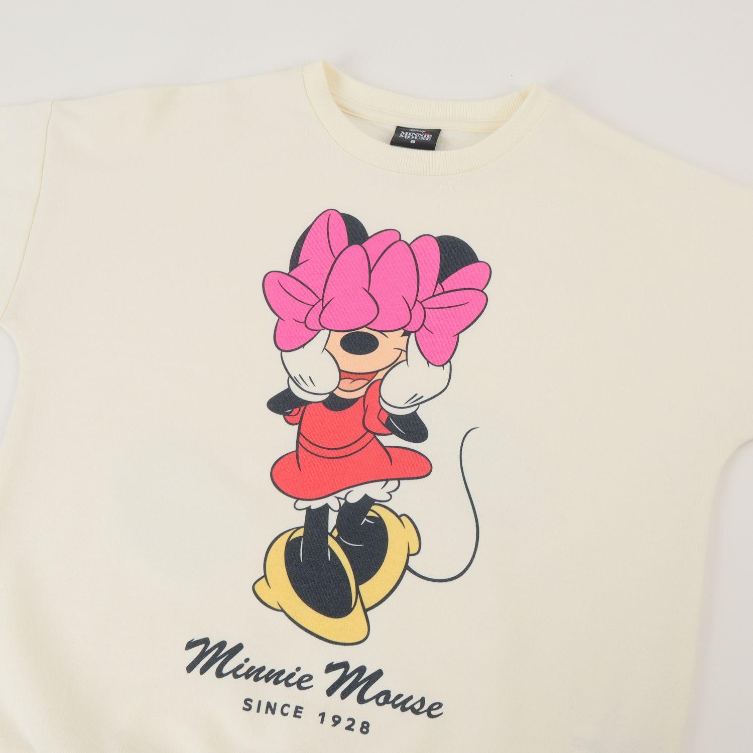 Poleron Cerrado Niña Blanco Moño Minnie Disney-2