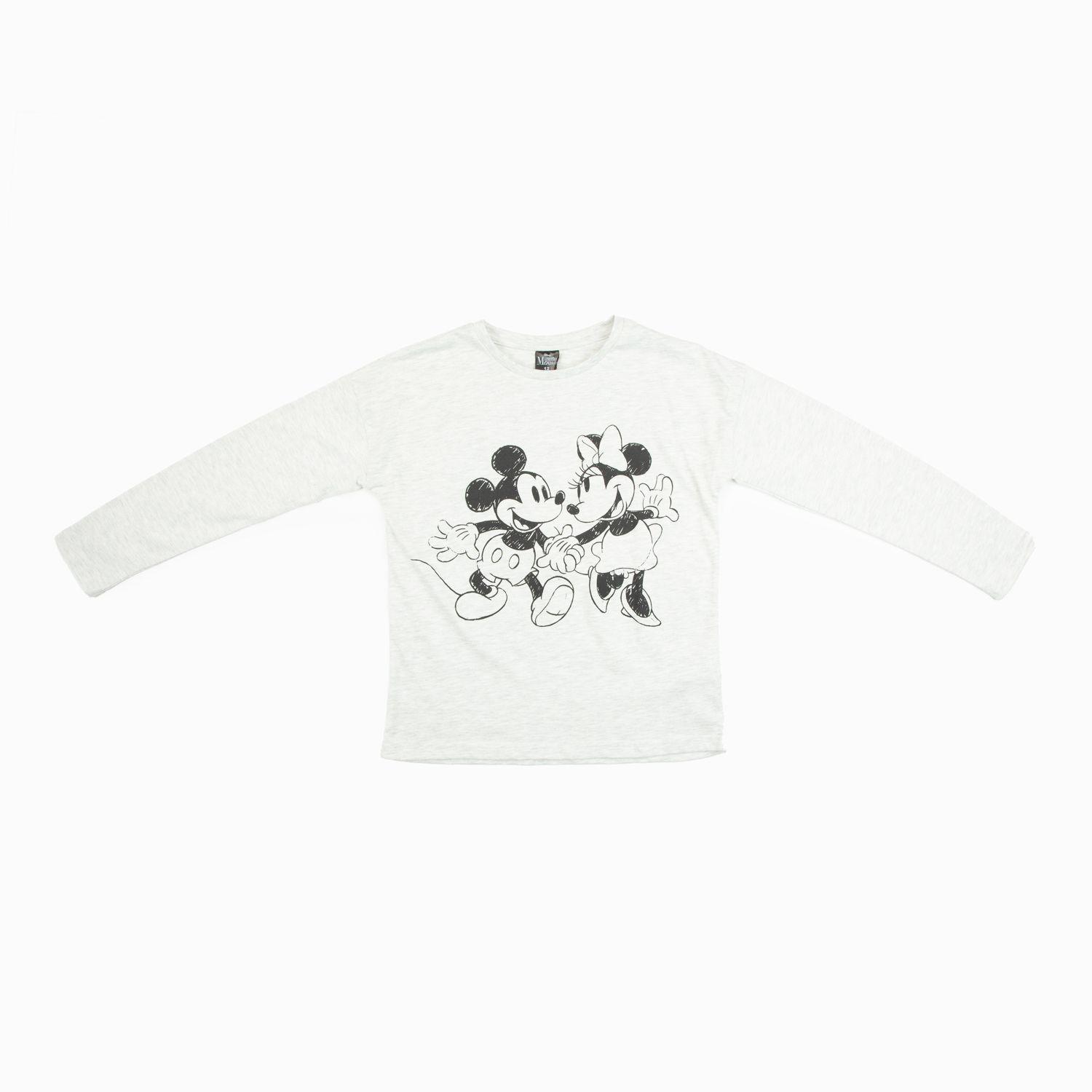 Polera Manga Larga Niña Pareja Gris Minnie Disney-0