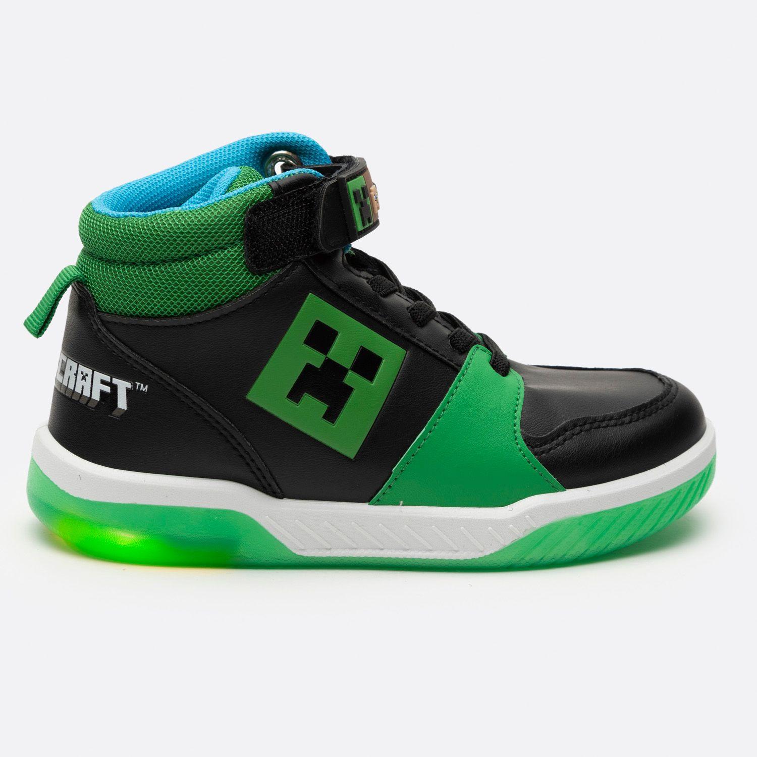 Zapatilla Con Luces Niño Full Print Negro Minecraft-1