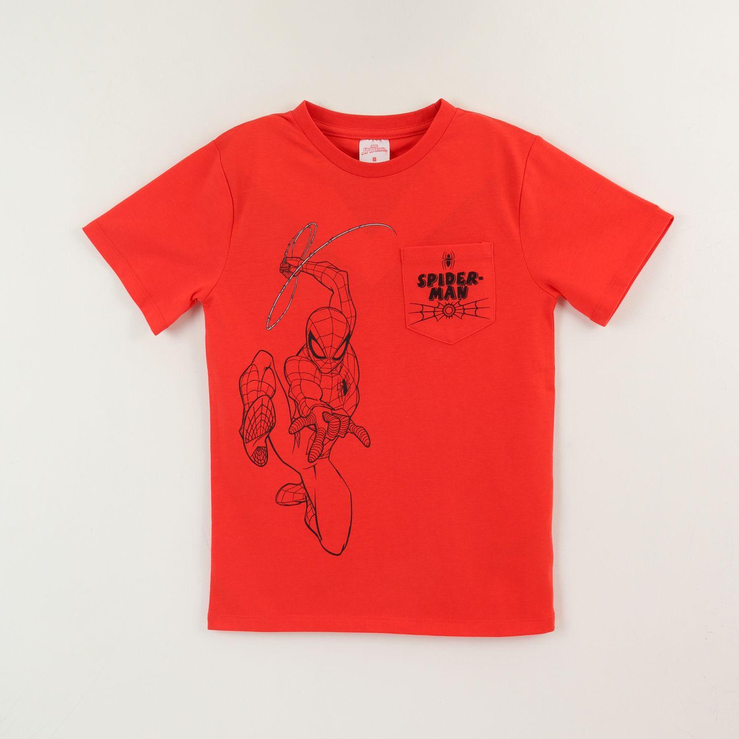 Polera Manga Corta Niño Rojo Bolsillo Spiderman Marvel-0