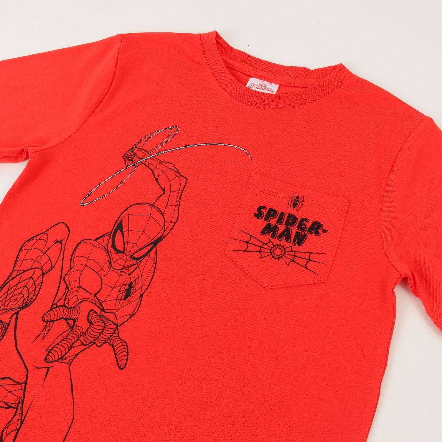 Polera Manga Corta Niño Rojo Bolsillo Spiderman Marvel-2