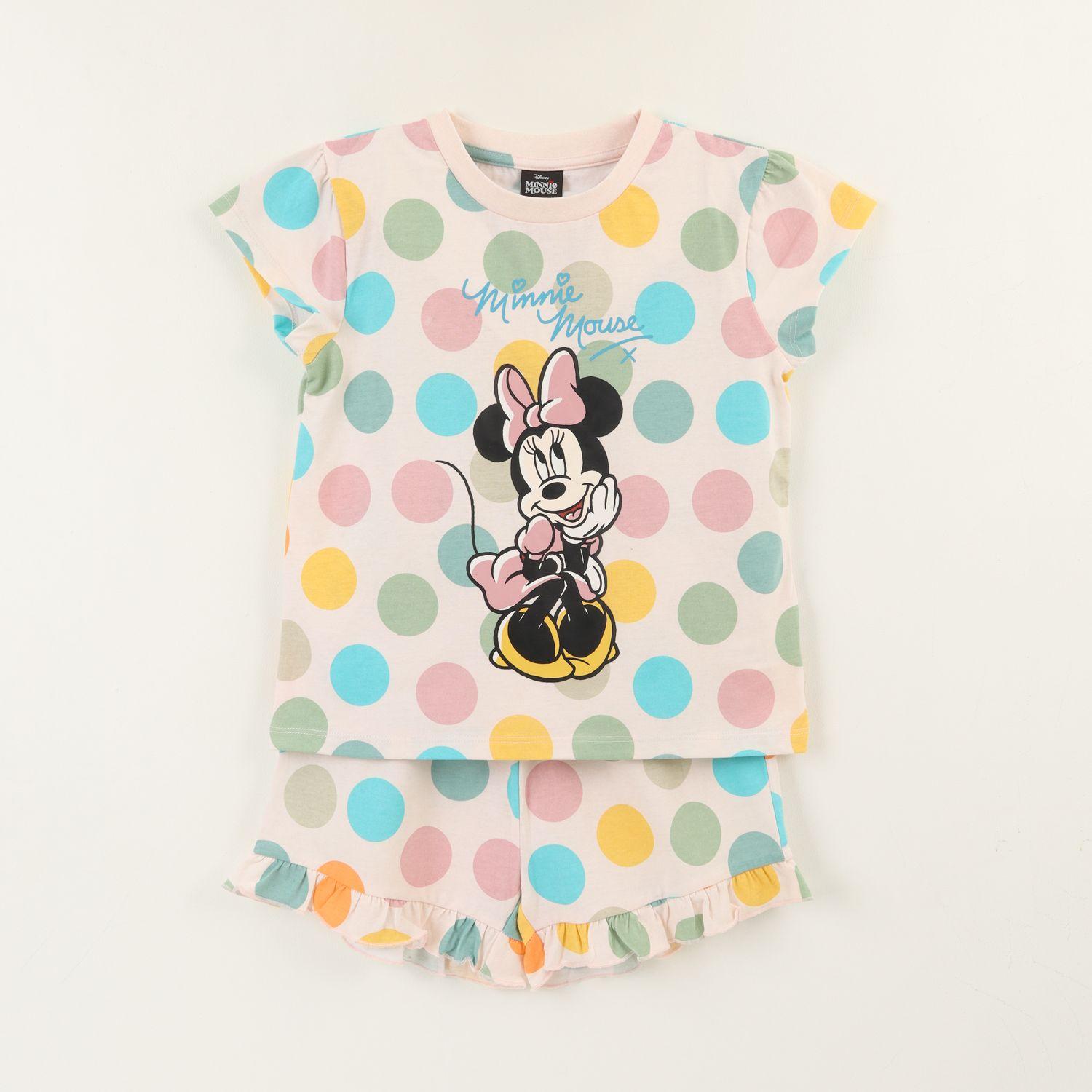 Pijama Manga Corta Niña Rosado Lunares Colores Minnie Disney-0