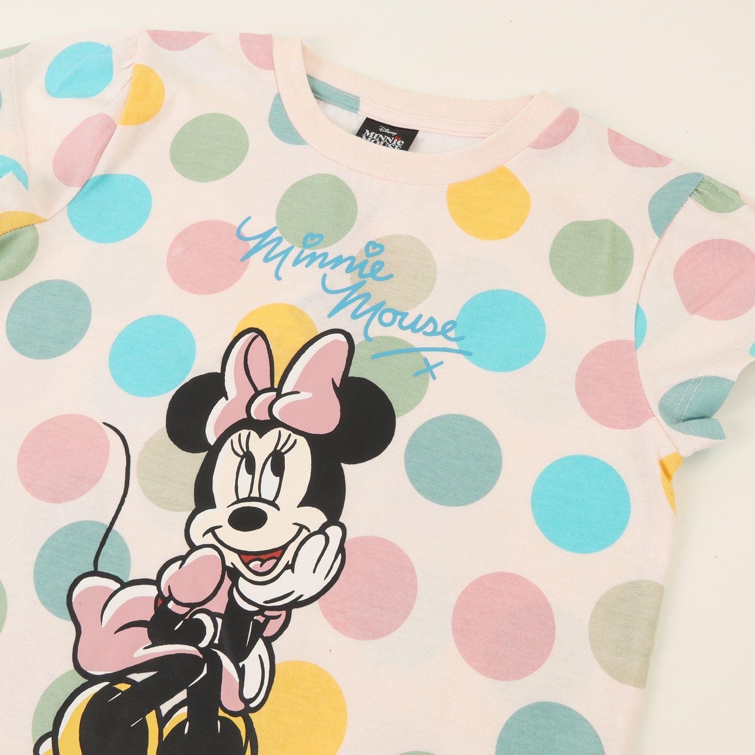Pijama Manga Corta Niña Rosado Lunares Colores Minnie Disney-2