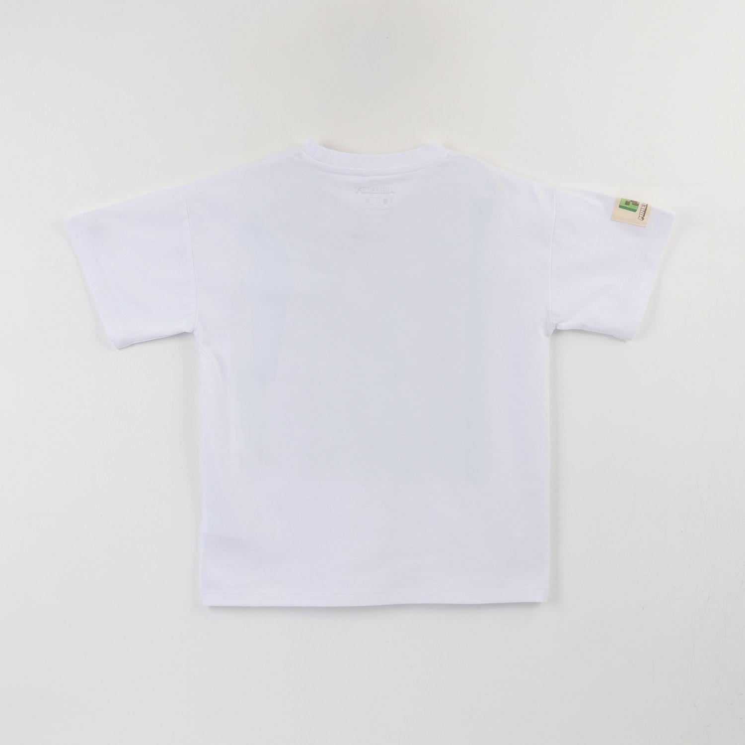Polera Manga Corta Niño Creeper Blanco Minecraft-2