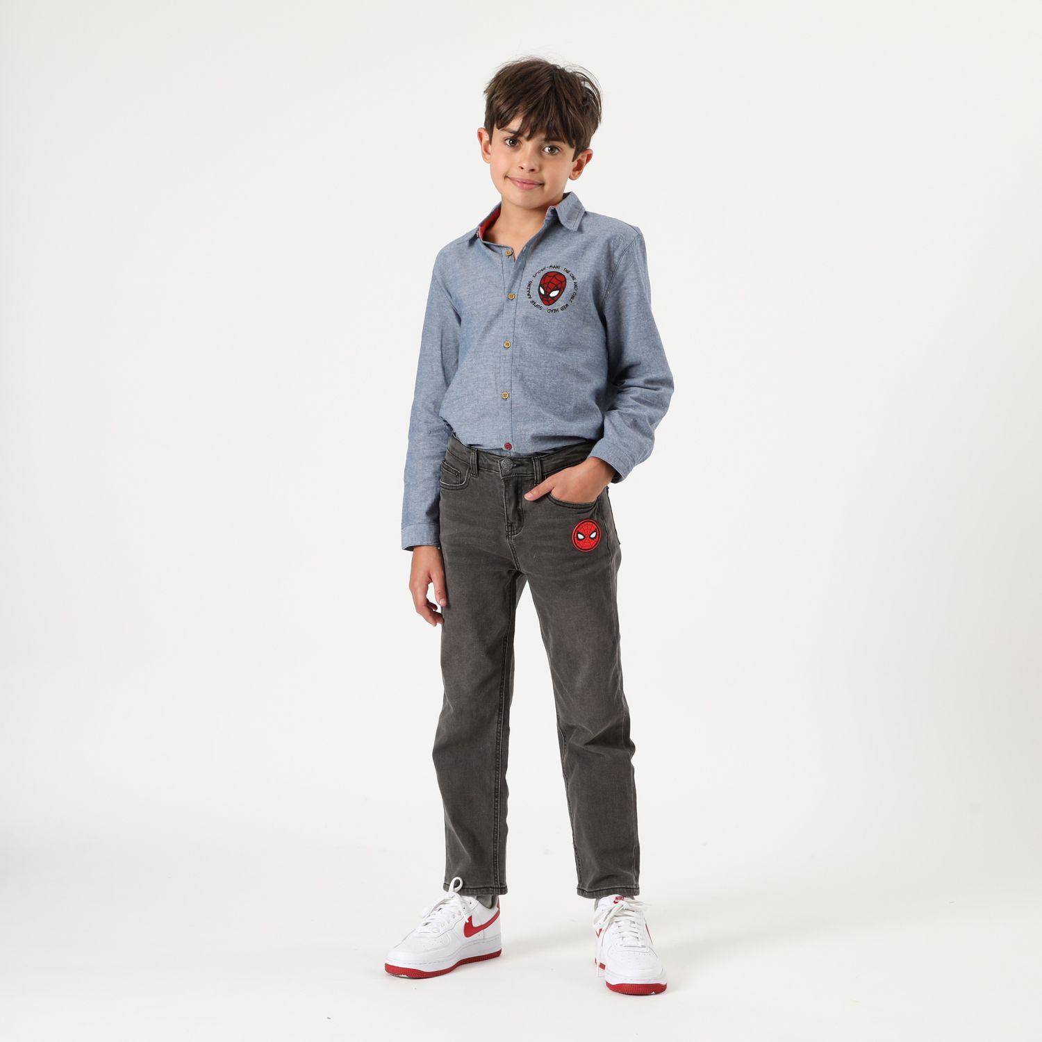 Jeans Niño Spiderman Logo Negro Marvel-0